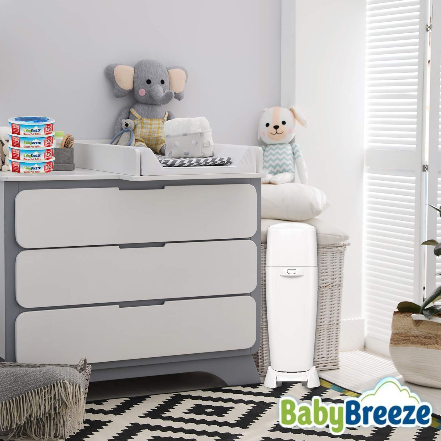 BabyBreeze Diaper Pail Refill Bags Compatible with Playtex Diaper Genie Pails Odor Absorbing Diaper