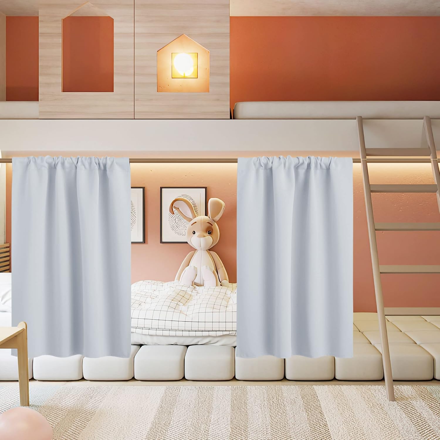 RYB HOME Short Curtains for Living Room Blackout Portable Blinds Shades for Bedroom Bathroom