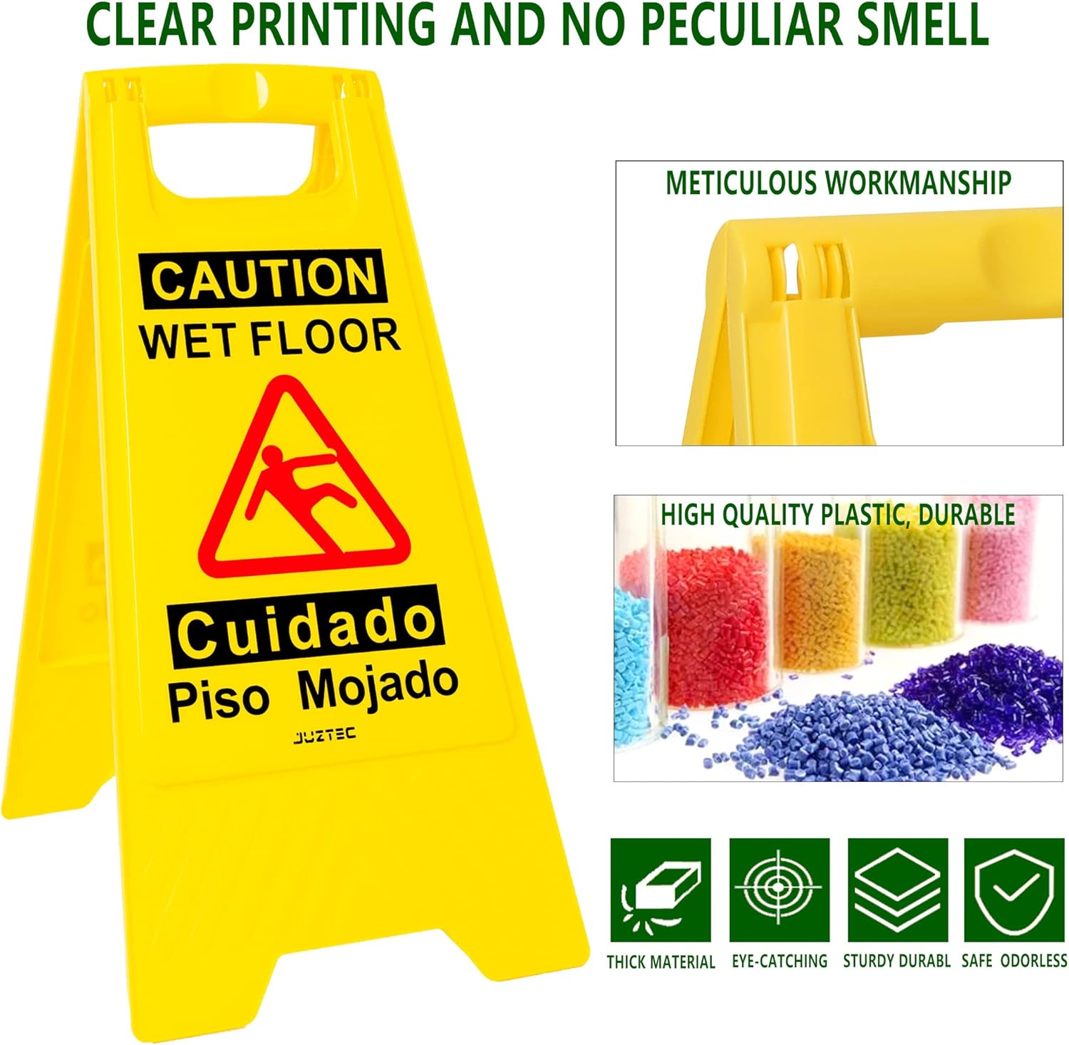 Wet Floor Sign 3 Pack - Caution Wet Floor Signs Commercial for Safety Precautions | Visible Yellow
