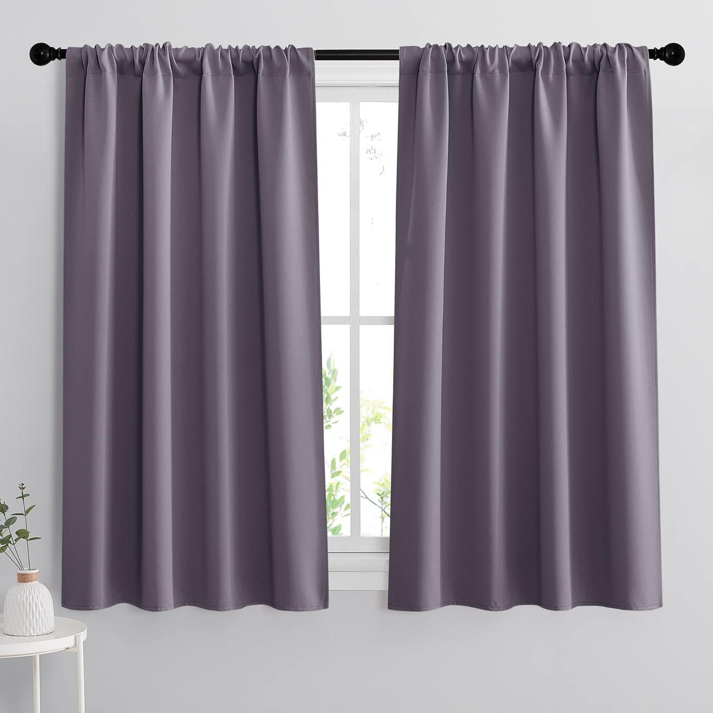 RYB HOME Bedroom Curtains Blackout - Light Block Energy Efficiency Small Window Treatment Drapes