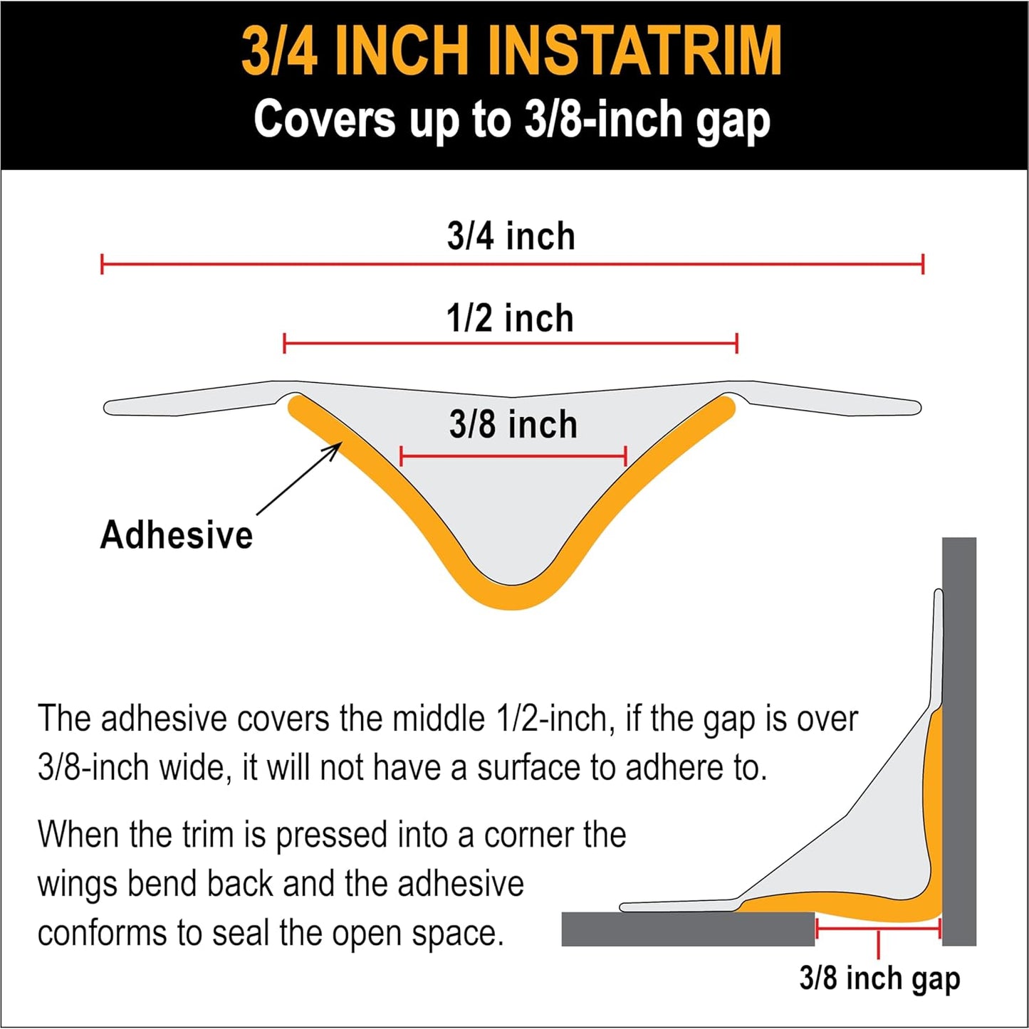 InstaTrim Bronze New & Improved Caulk Trim, 3/4" by 10 ft, Flexible, Water-Resistant for Bathroom