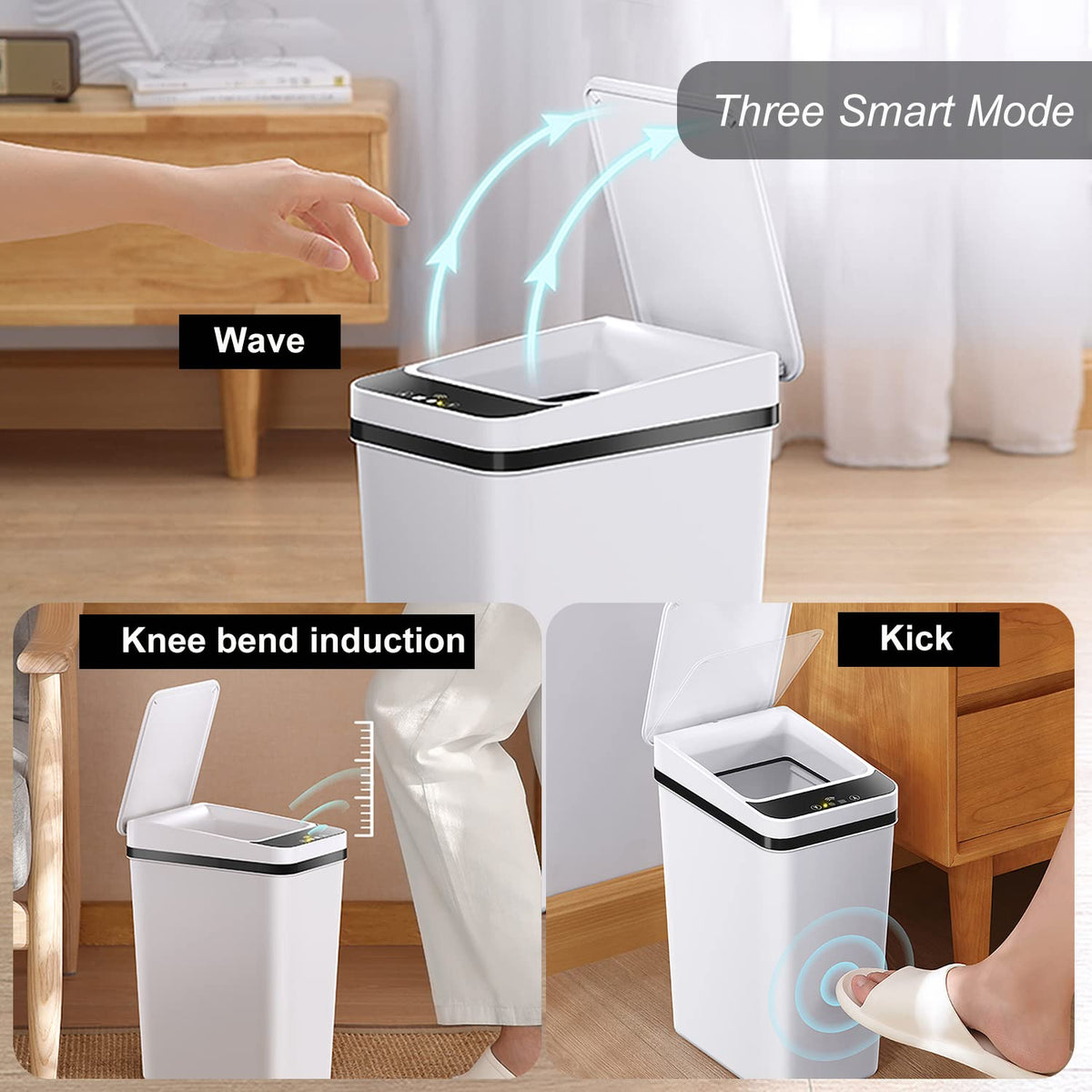 Yatmung 2.5 Gallon Smart Trash Can Sensor Motion - Touchless Bathroom Trash Can - Skinny Trash Bin