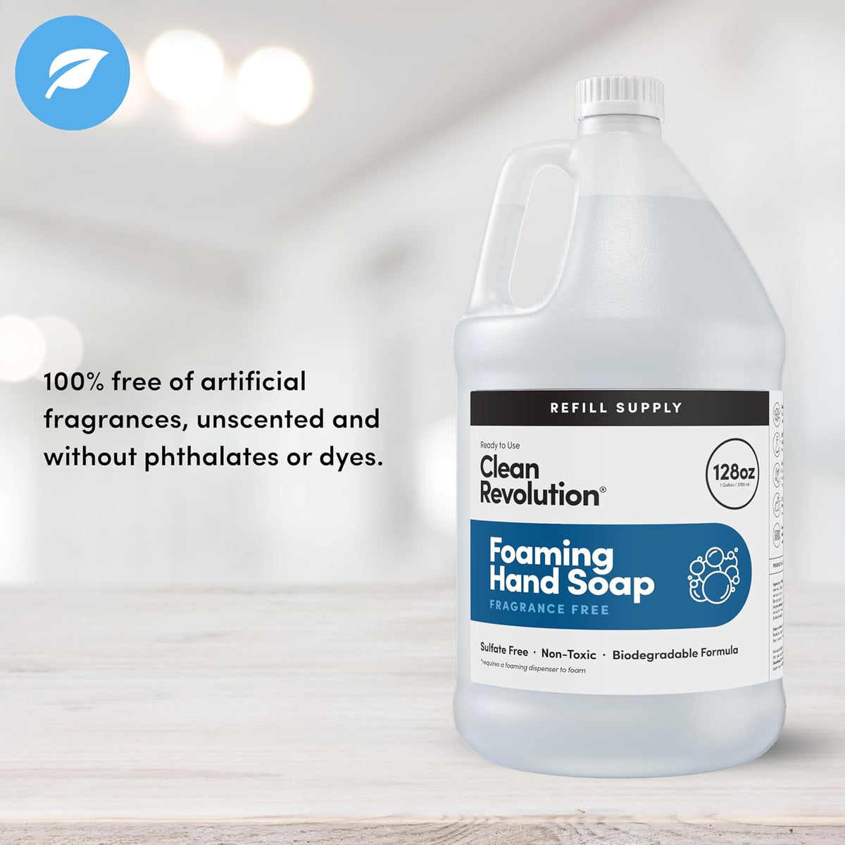 Clean Revolution Foaming Hand Soap Refill Supply Container, Ready to Use Formula, Gluten Free