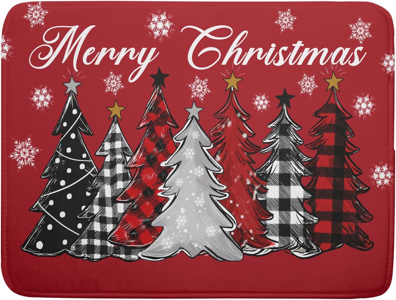 Merry Christmas Dish Drying Mats for Kitchen Counter 18x16 Inch Christmas Tree Snowflake Mat Xmas