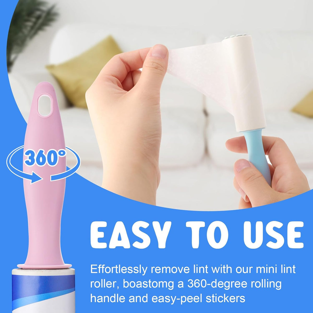 Hushee 24 Pack Bulk Mini Lint Roller for Travel 720 Sheets 6'' Small Lint Removers Portable Lint