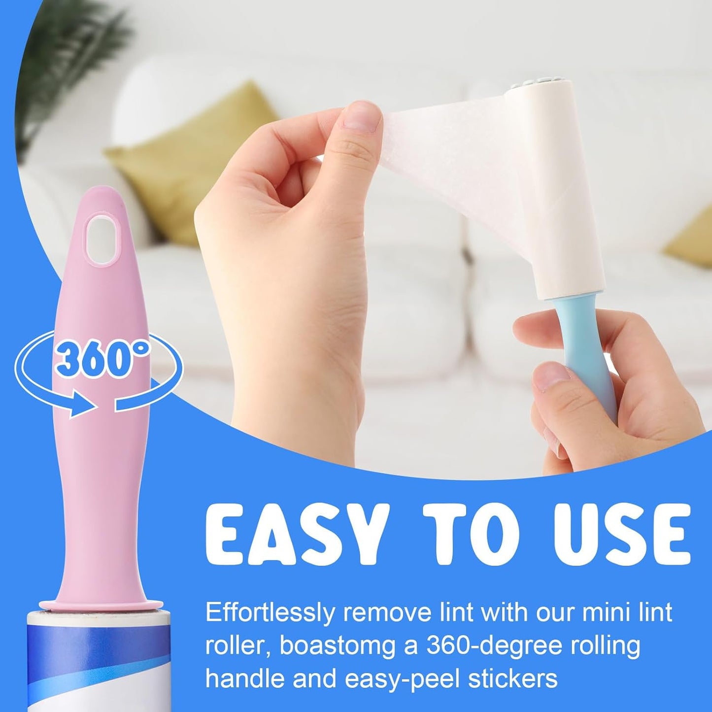 Hushee 48 Pack Bulk Mini Lint Roller for Travel 1440 Sheets 6'' Small Lint Removers Portable Lint