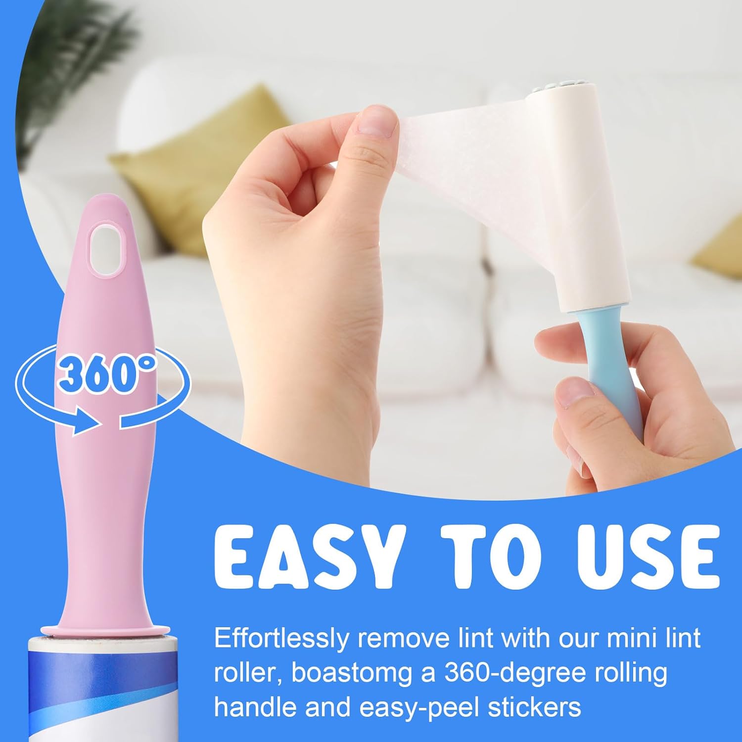Hushee 48 Pack Bulk Mini Lint Roller for Travel 1440 Sheets 6'' Small Lint Removers Portable Lint