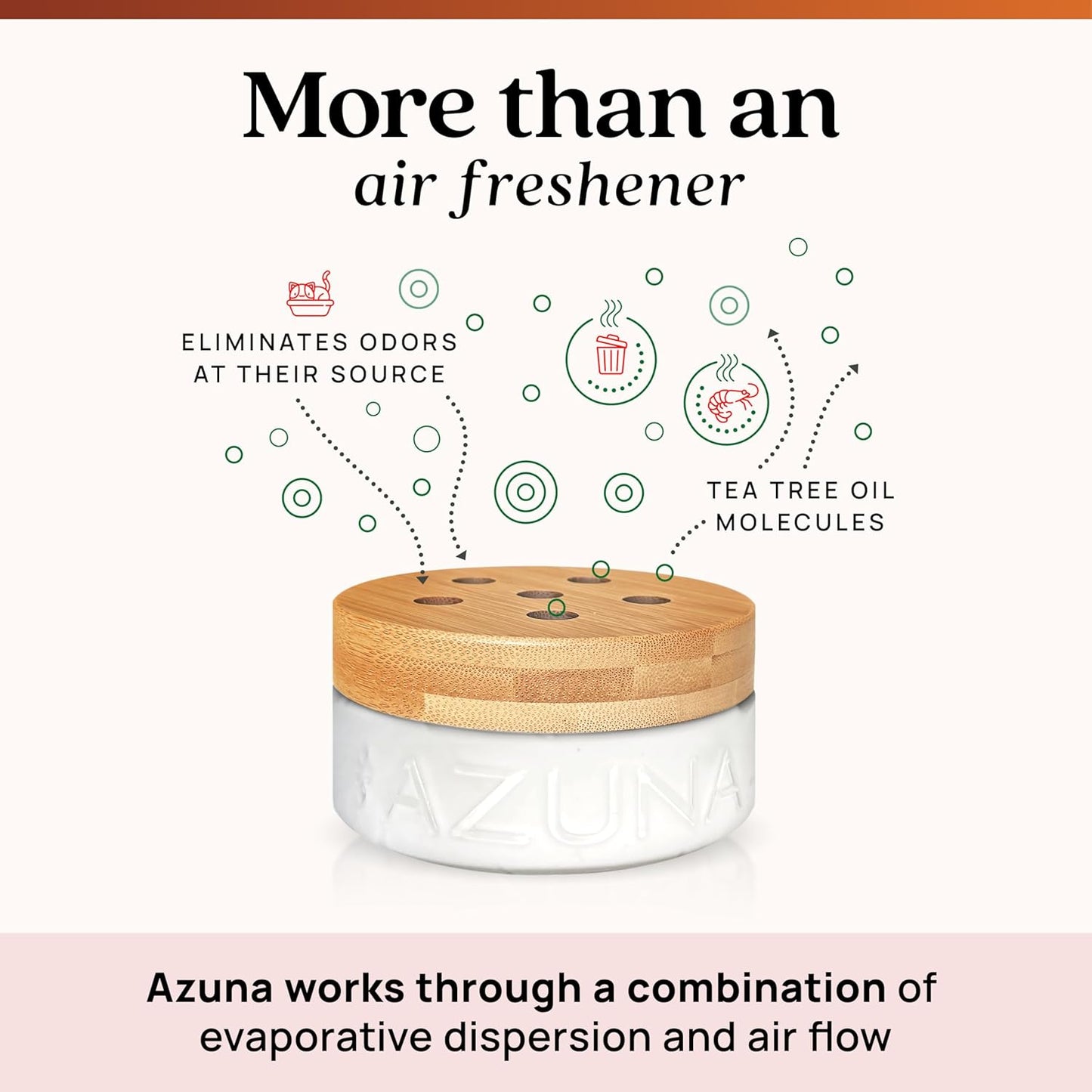 Azuna Air Freshener & Odor Eliminator for Strong Odor | 2 Room Kit Includes (2) Empty Luxe Glass