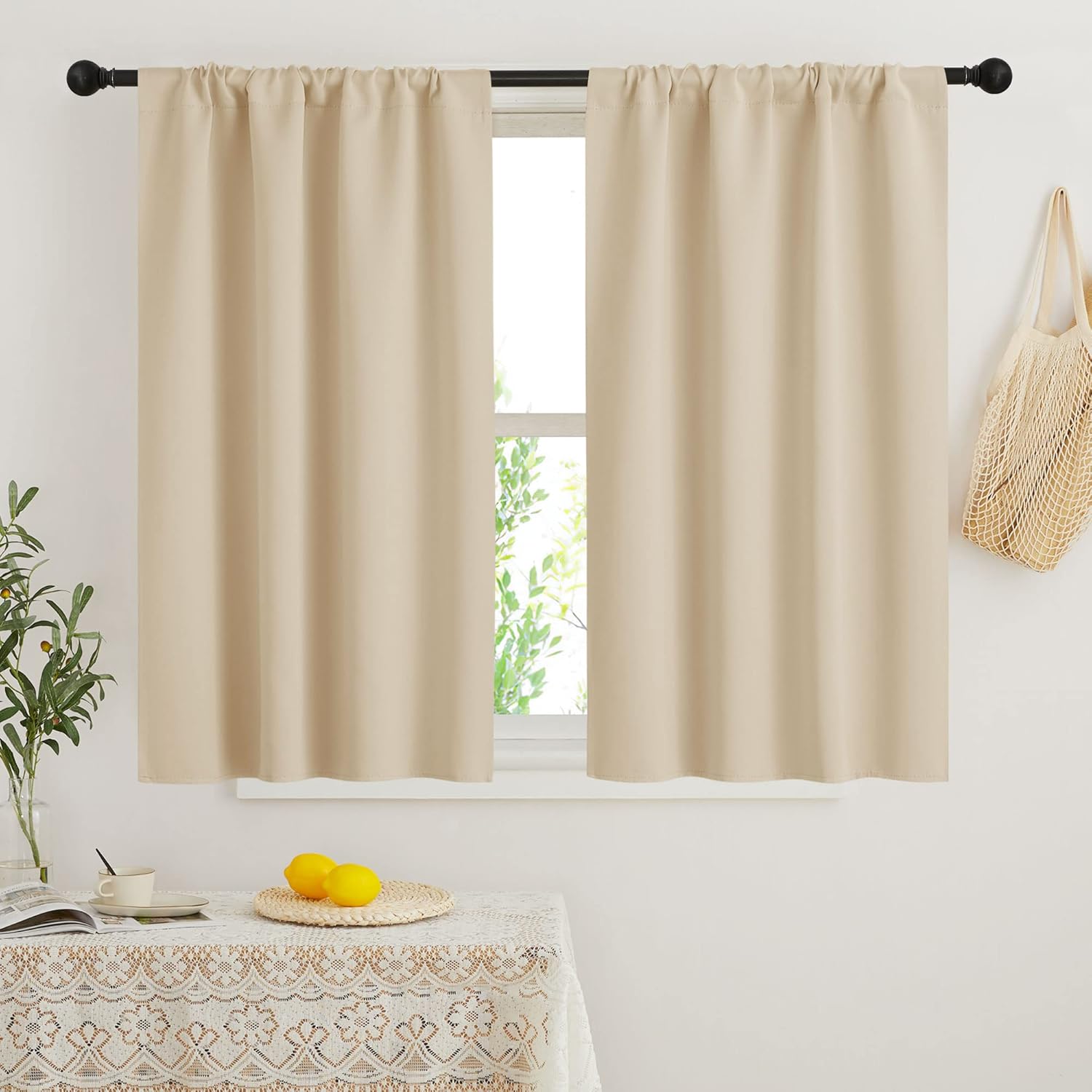 RYB HOME Dorm Curtains Room Darkening, 45 inch Length Privacy Window Treatment Thermal Insulated