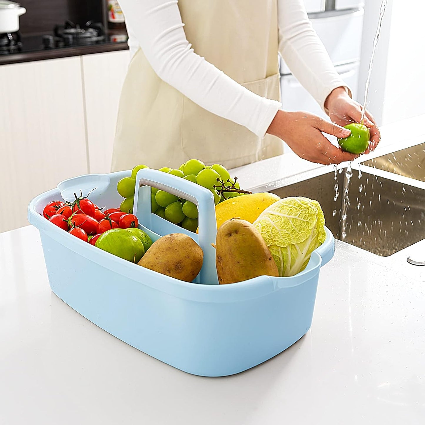 2 Pack Multi-Purpose Plastic Cleaning Caddy with Handle, Shower Caddy Organizer/Storage