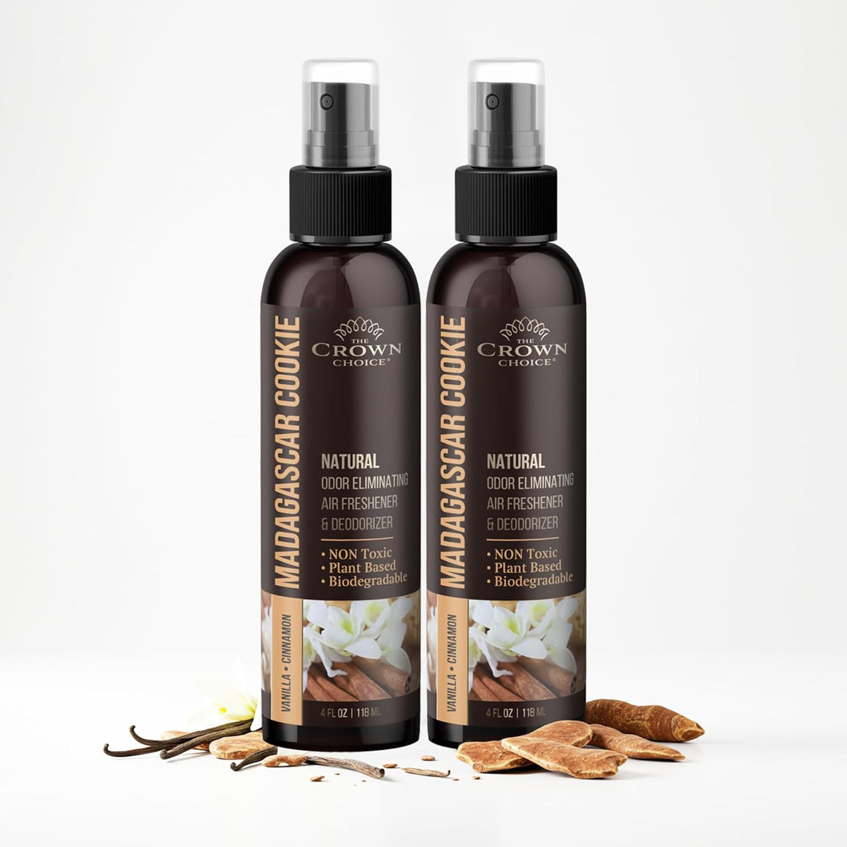 Non-Toxic Odor Eliminator, Natural Vanilla & Cinnamon Air Freshener Spray for Home, Room, Closet &
