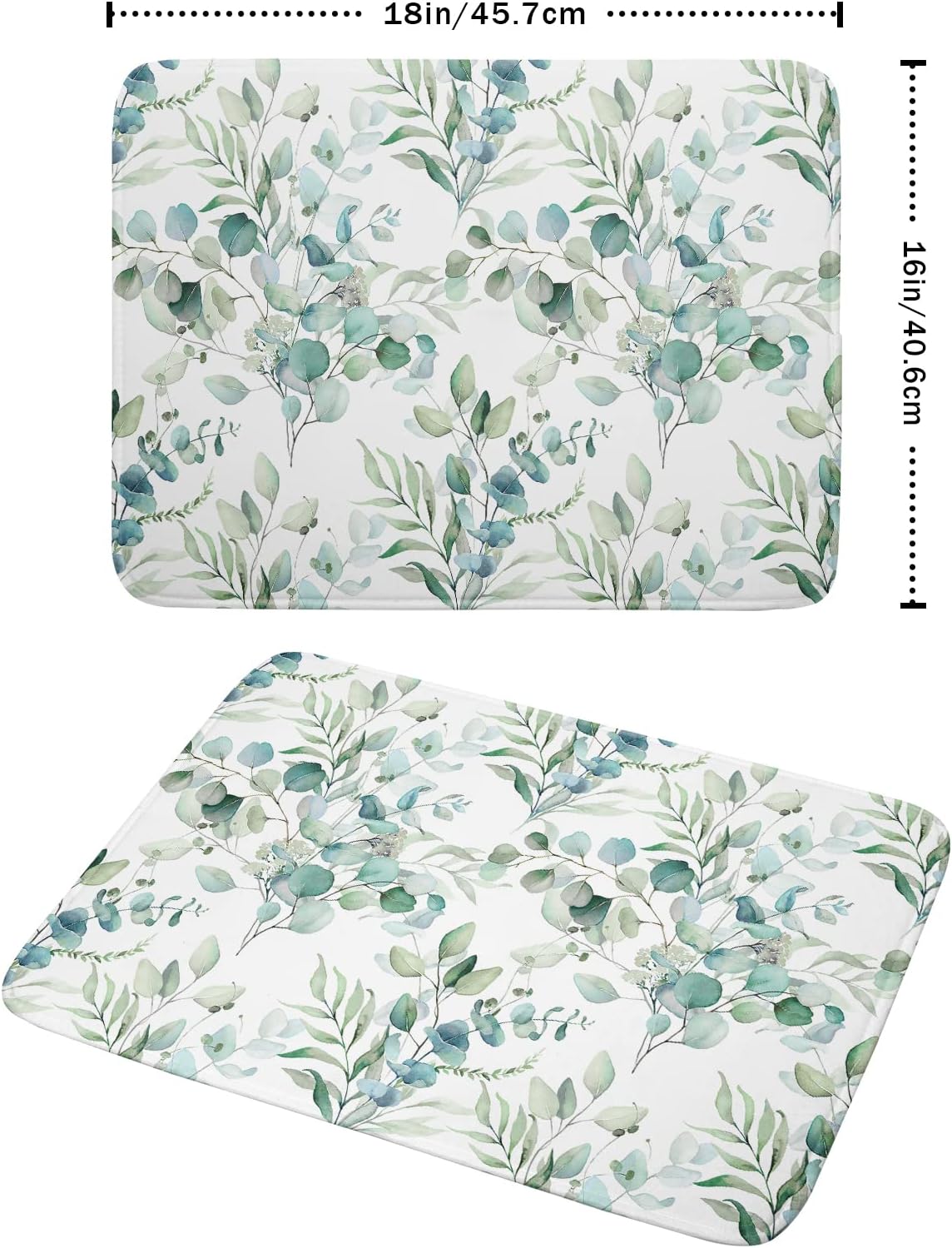 Watercolor Sage Leaves Dish Drying Mats for Kitchen Counter 16x18 Inch,Spring Leaves Kitchen Drying