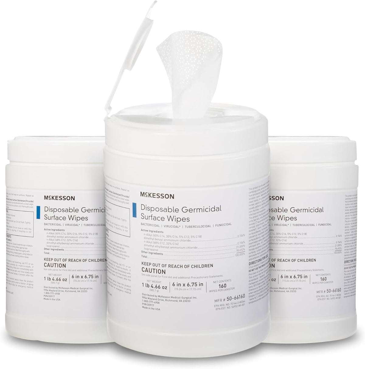 McKesson Germicidal Wipes [480 Count] Disinfecting Wipes, Alcohol Cleaning Disinfectant Wipes