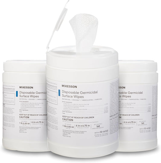 McKesson Germicidal Wipes [480 Count] Disinfecting Wipes, Alcohol Cleaning Disinfectant Wipes