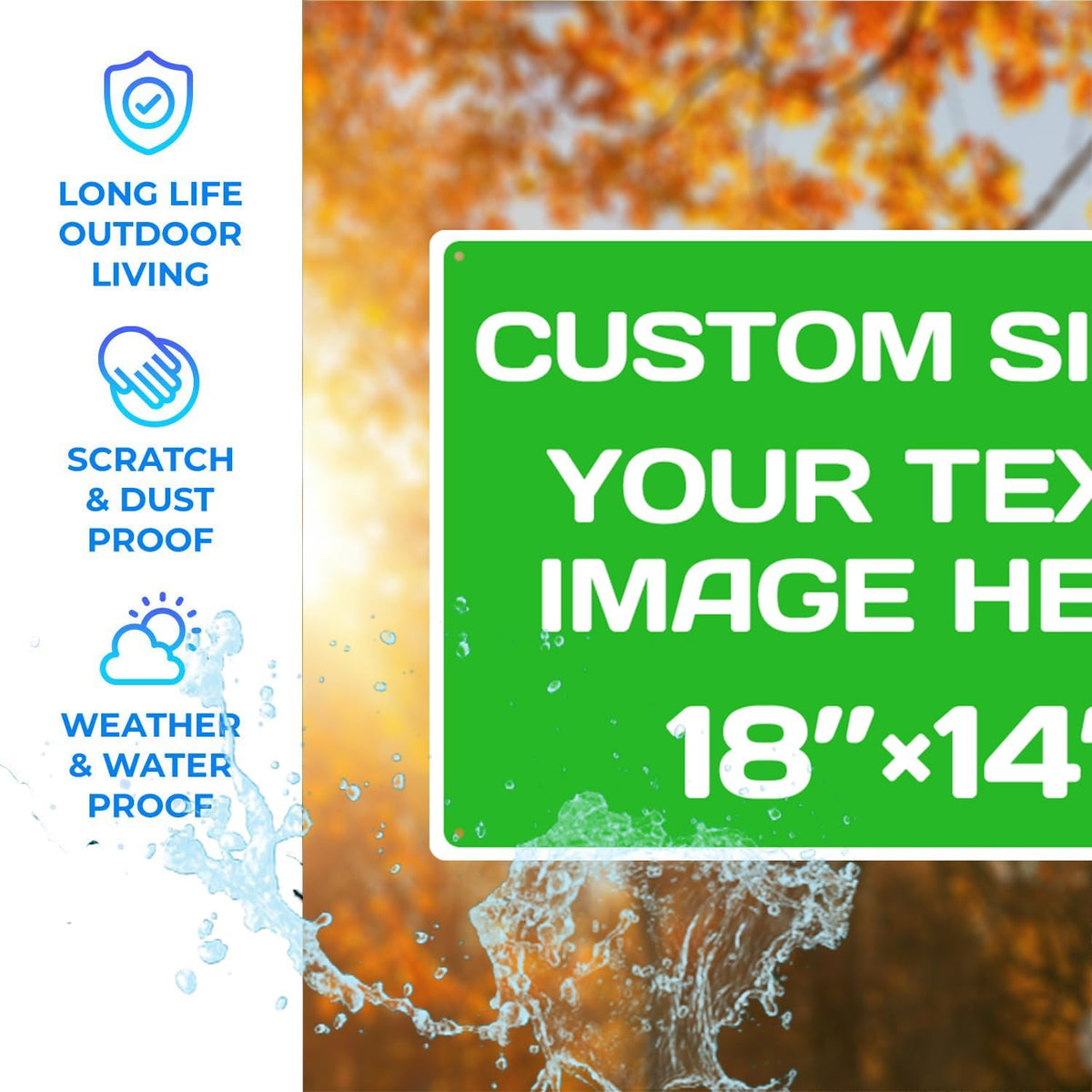 Personalized Aluminum Weatherproof Metal Signs - Custom Text & Picture, Multiple Sizes, Hazard