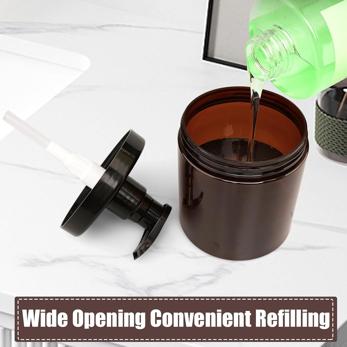 Cosywell Pump Bottle Dispenser Shampoo and Conditioner Dispenser 2 Pack 16.9oz/500ml Wide Mouth