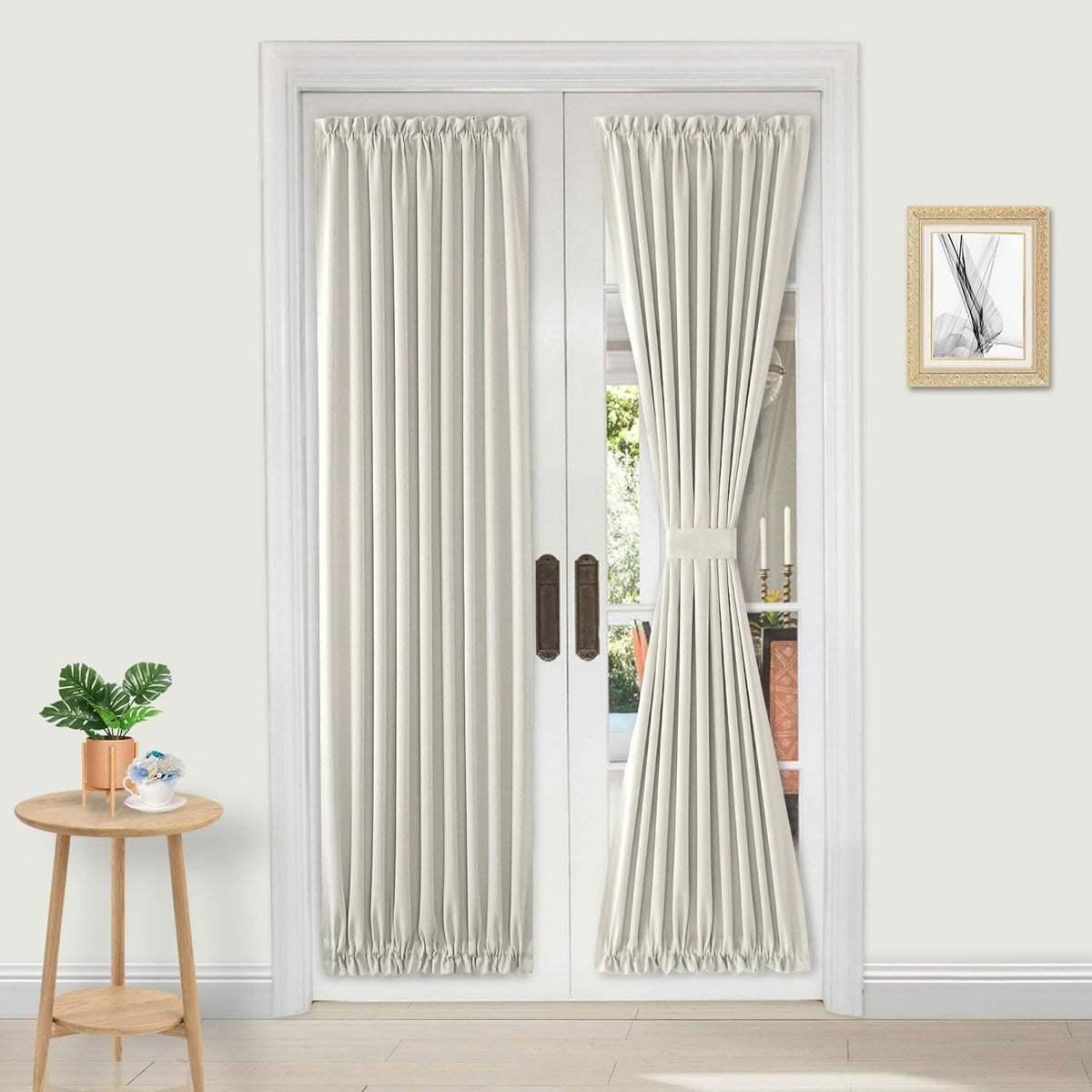 DWCN French Door Curtains – Rod Pocket Thermal Blackout Curtain for Doors with Glass Window