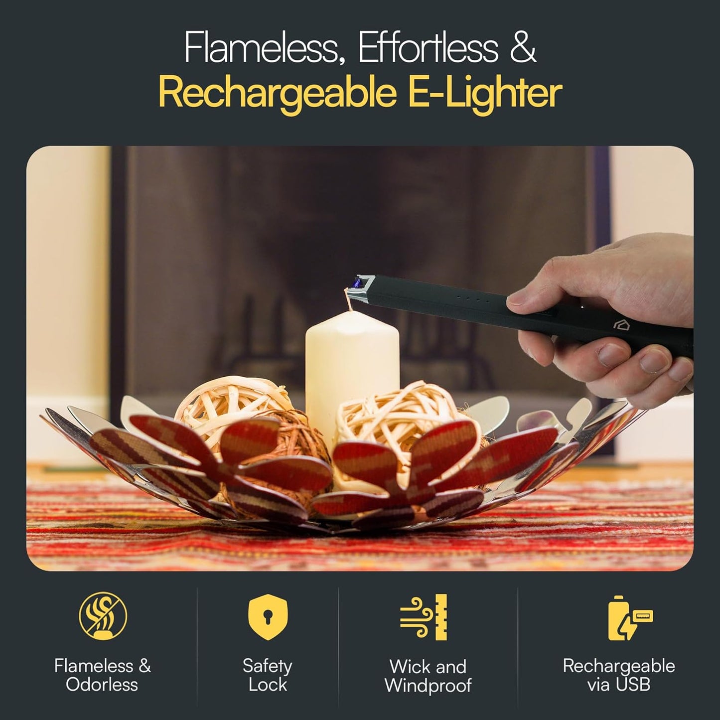 Candle Accessory Set 5 in 1 Candle Care Kit with Wick Trimmer, Dipper, Snuffer, Rechargeable Candle