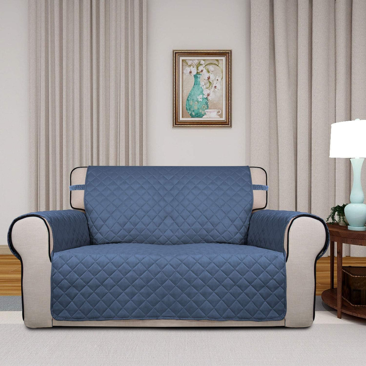 PureFit Reversible Quilted Sofa Cover, Water Resistant Slipcover Furniture Protector, Washable