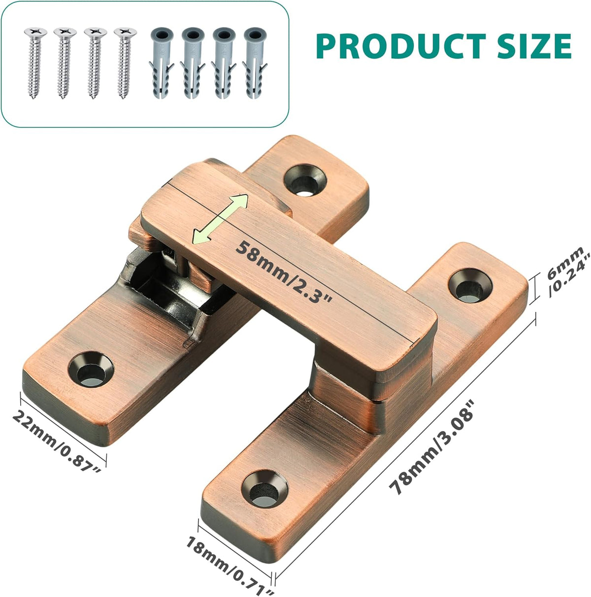 90/180 Degree Flip Latch Gate Latch, Heavy Duty Black Safety Door Lock Enhanced Security Flip Latch