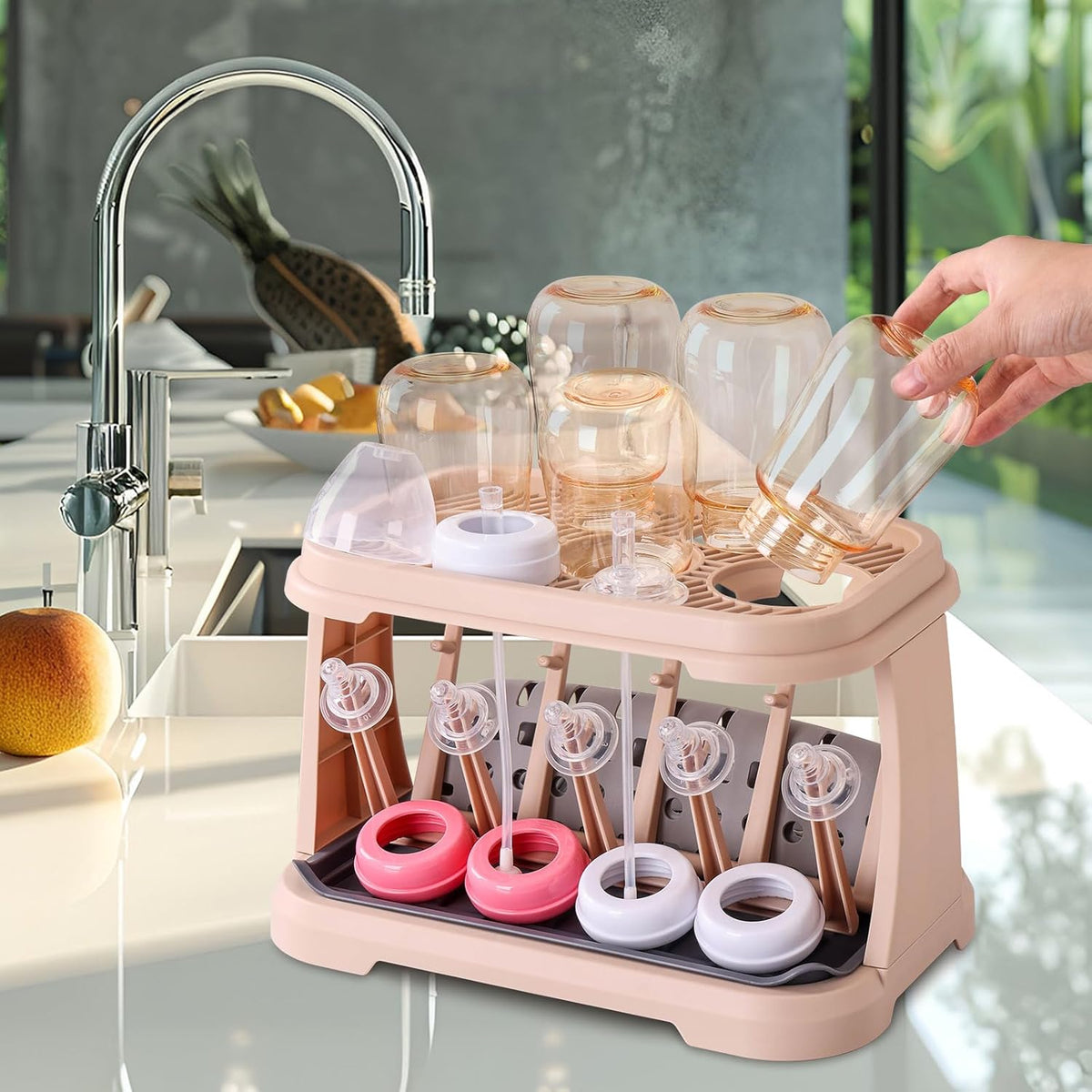 Baby Bottle Drying Rack:Space Saving Standing Drying Rack for Baby Bottles and Pump Part