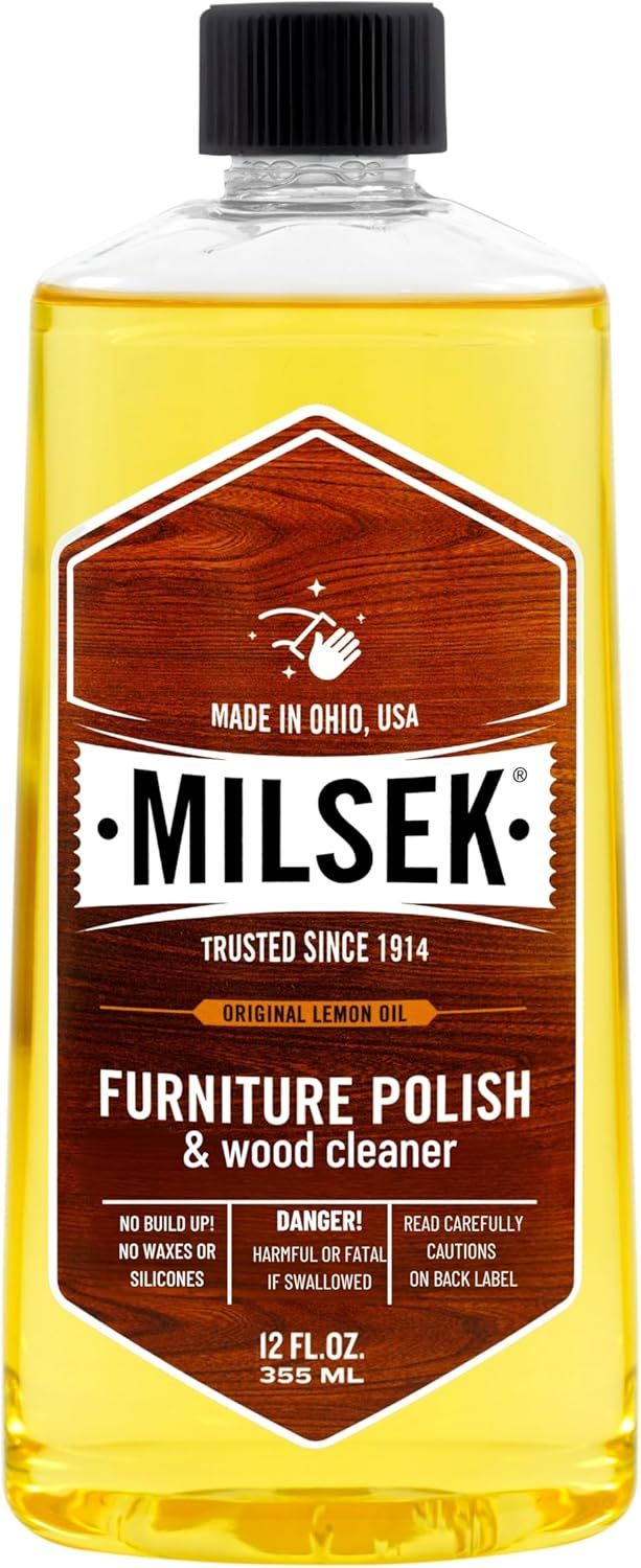 Milsek Furniture Polish and Wood Cleaner with Lemon Oil - Multipurpose Solution for Home