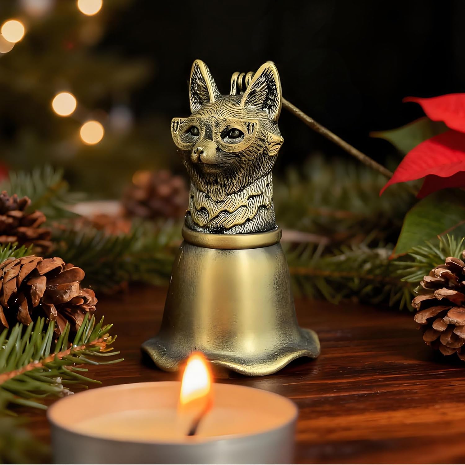 Professor Fox Candle Snuffer - Dr. Rusty Ponder with Glasses, Vintage Gunmetal Flame Extinguisher