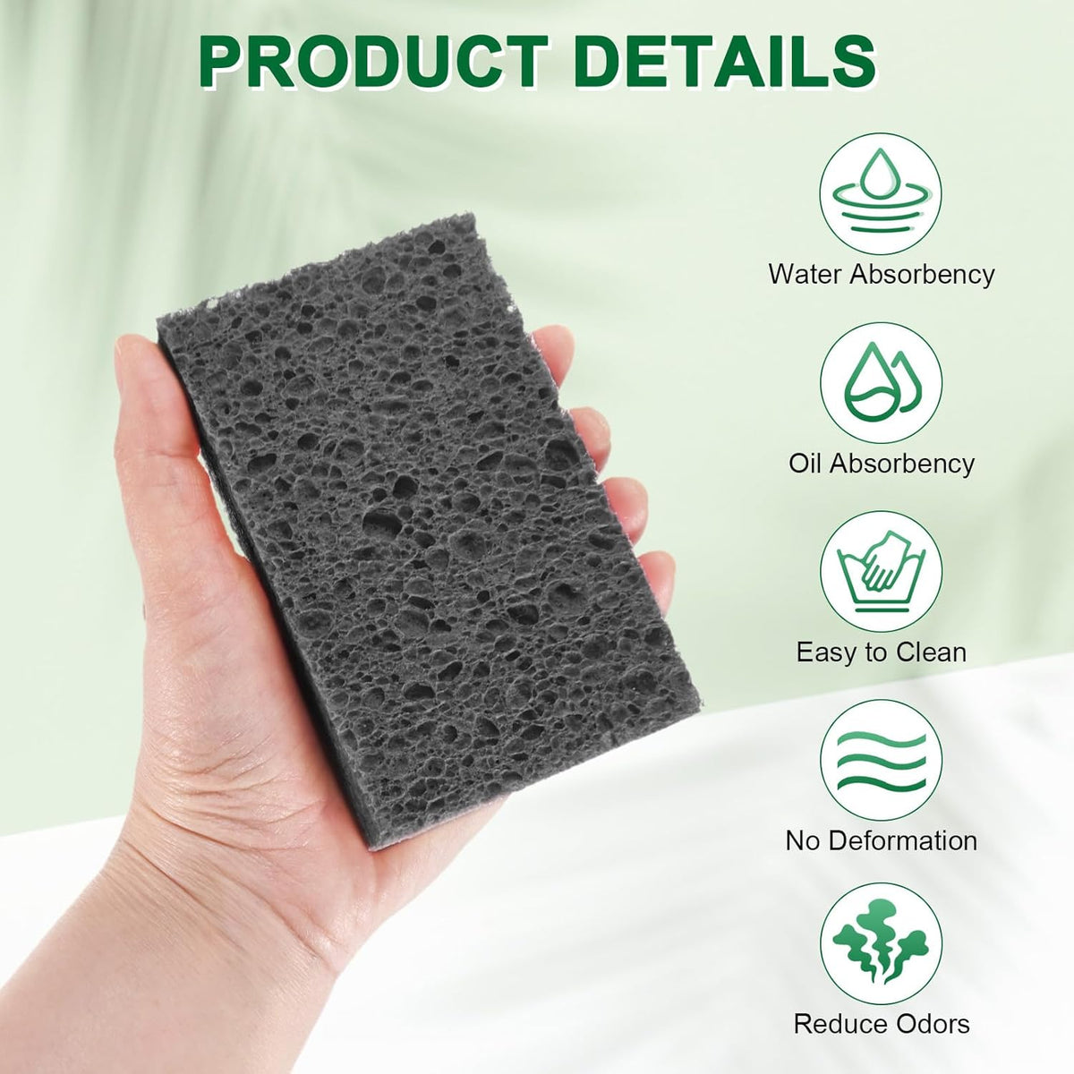 6-Pack Kitchen Sponges, Condense Eco Cellulose Non-Scratch Scrub Heavy Sponge for