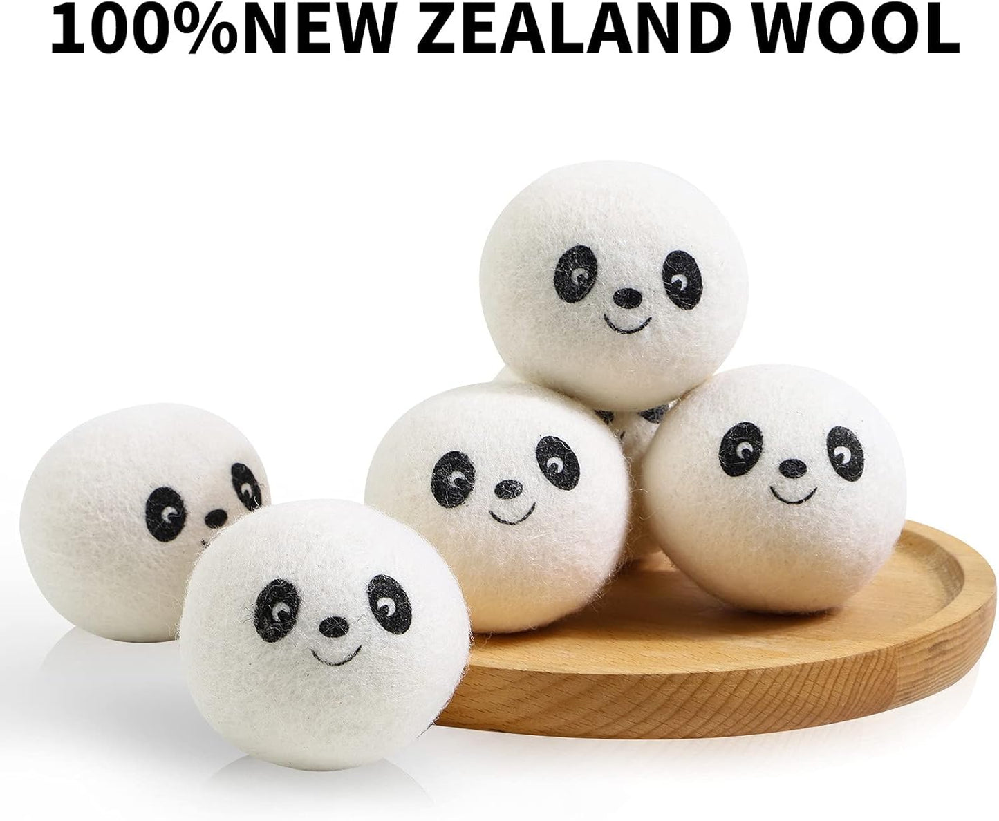Wool Dryer Balls - Natural Fabric Softener, Reusable, Reduces Clothing Wrinkles and Saves Drying