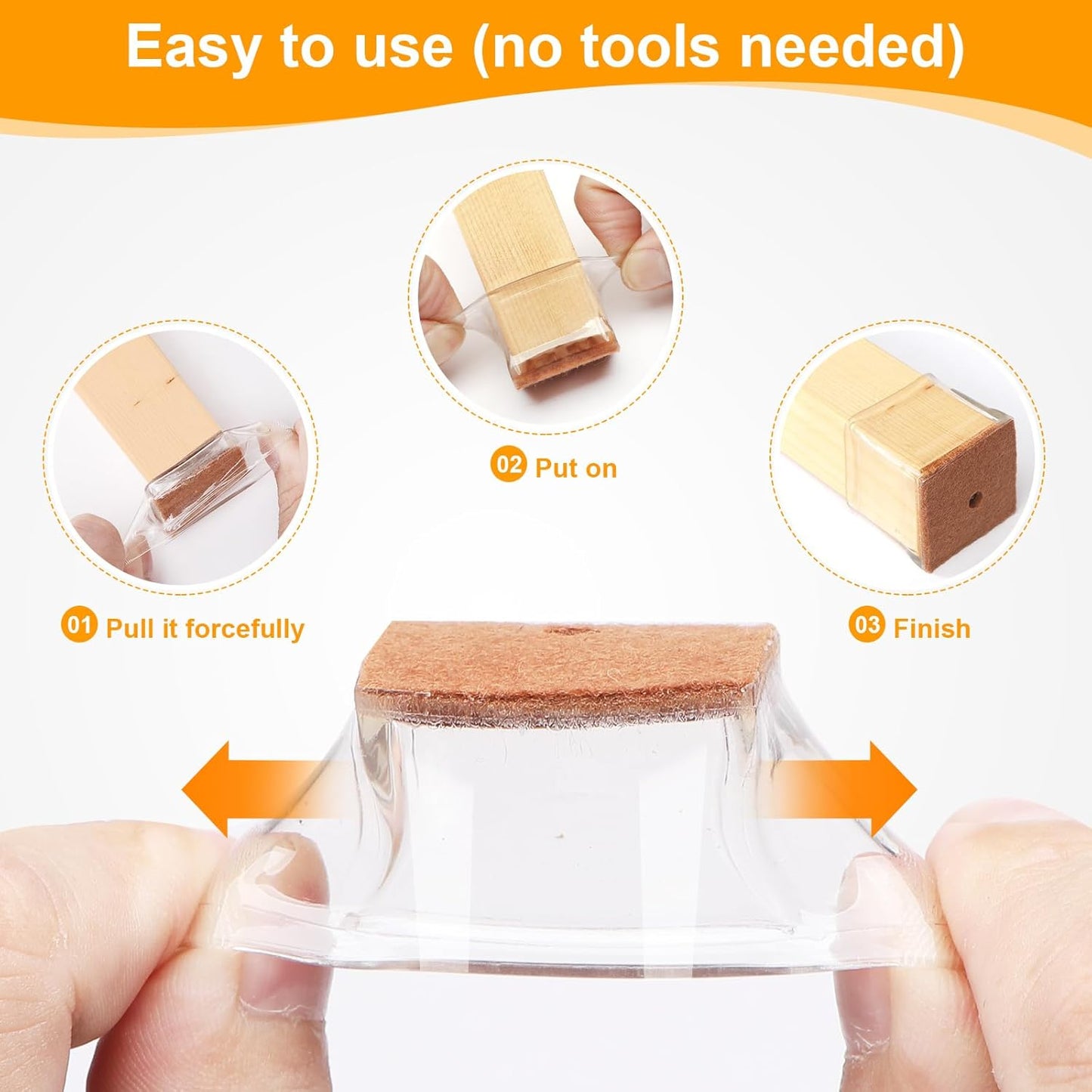 CHUNZEXI 48 Pack Square Chair Leg Floor Protectors for Hardwood Floors, Silicone Felt Covers Pads