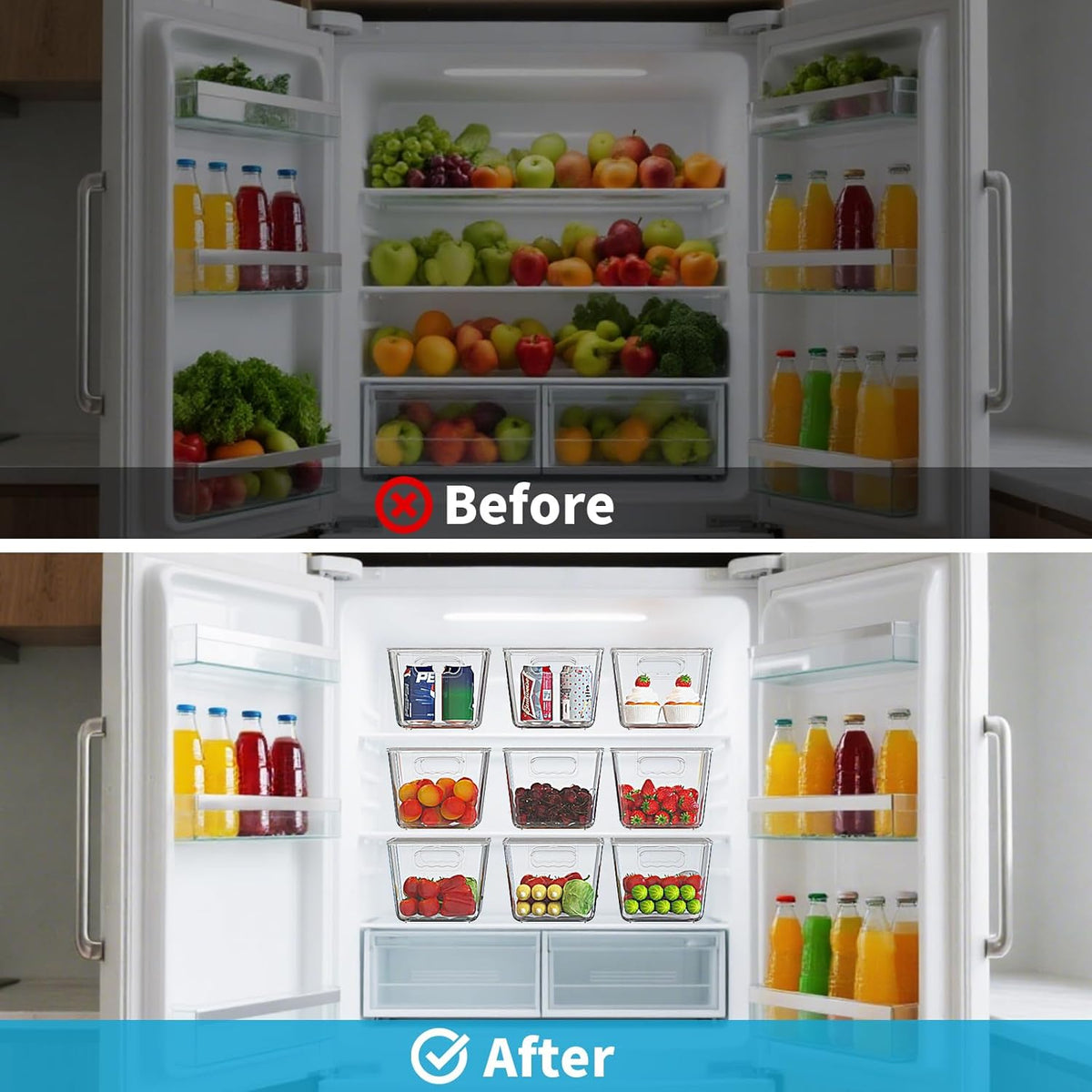 Clear Plastic Storage Bins, Pantry Organizers & Storage Containers, Cabinet Organizer, Home