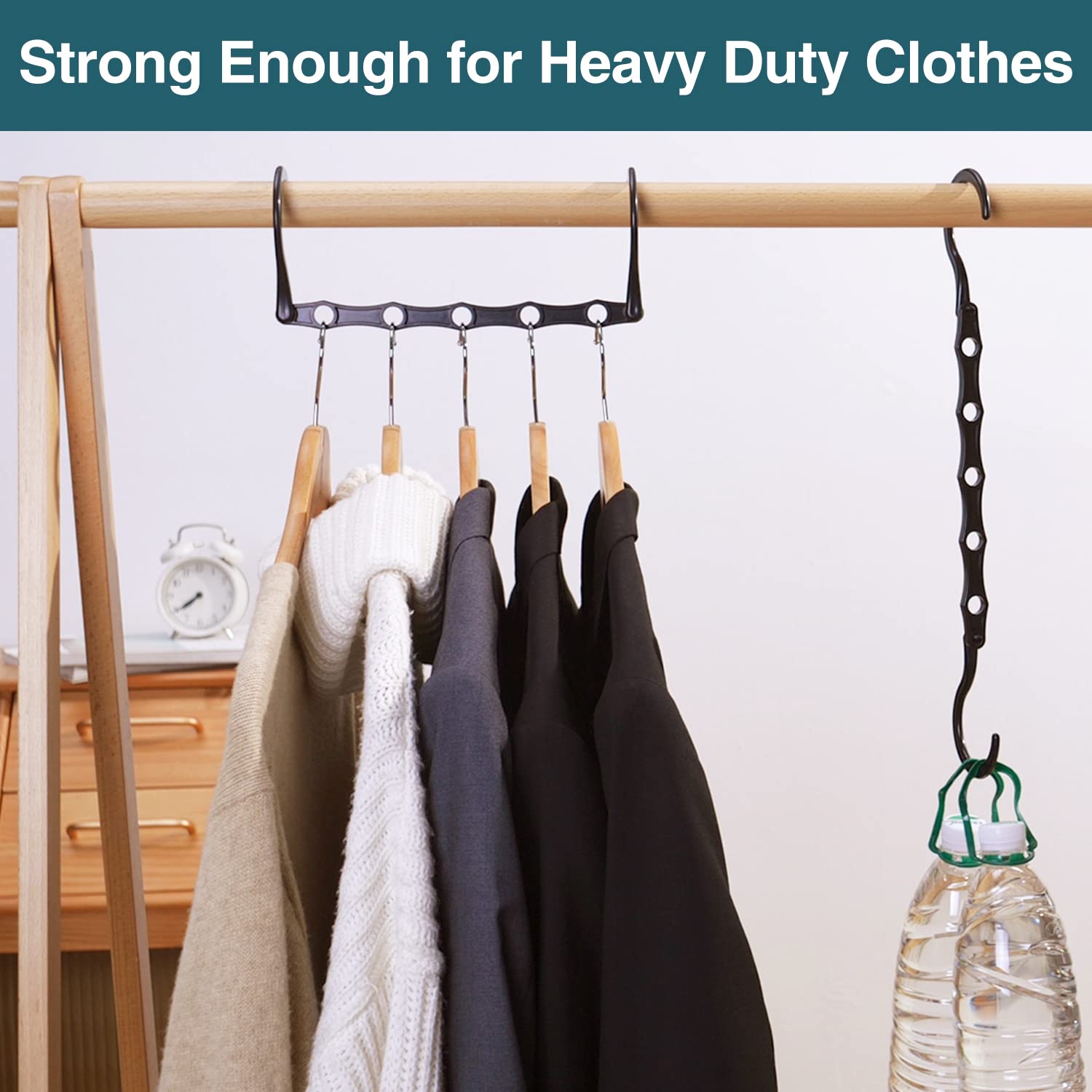 AMKUFO 6 Pack-Closet-Organizers-and-Storage, Space-Saving-Hangers Black