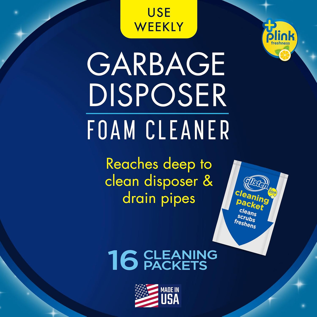 Glisten Garbage Disposer Cleaner and Freshener with Foaming Action, Helps Remove Buildup in Drains