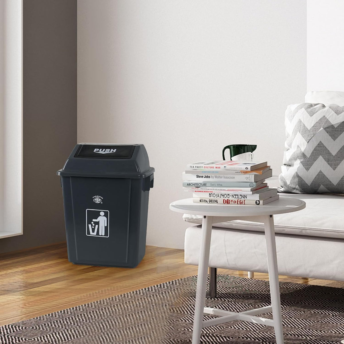 Readsky 6 Gallon Plastic Garbage Can Swing Lid, Trash Can Swing-Top, Swing Garbage Bin, 4 Packs