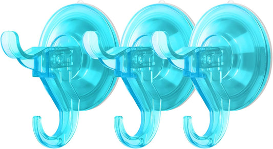 Antimbee 3 Pack Suction Cup Hooks, Clear Shower Suction Hanger, Removable Reusable Bathroom Suction