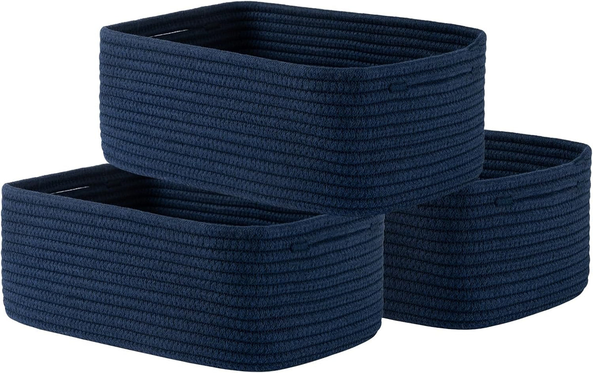 Small Woven Basket, 13.5 x 9.5 x 5 Inches, Storage Basket for Organizing, Cute Small Rope Shelf