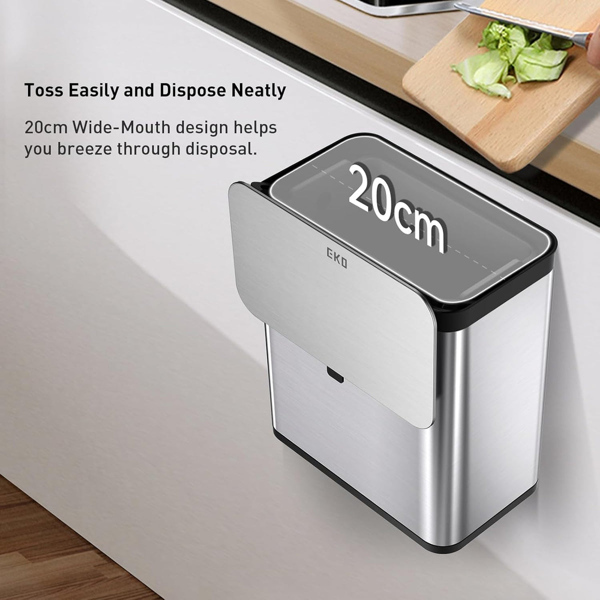 EKO Kitchen Compost Bin, 7L / 1.85 Gal Stainless Steel with Removable Inner Bucket and Deodorizer