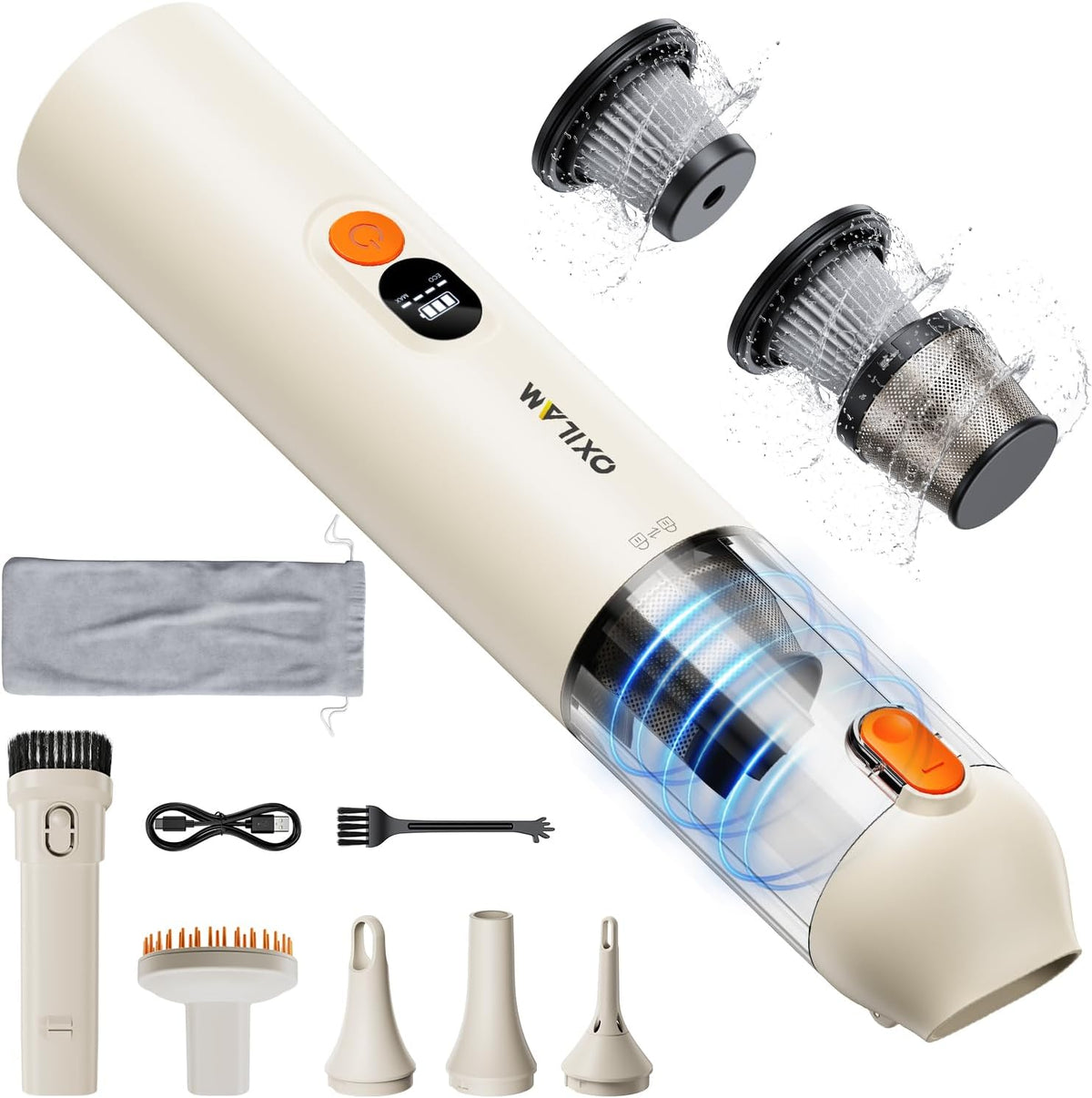 OXILAM 4 in 1 Car Vacuum - Handheld Vacuum 14000PA High Power, Portable Cordless Small Vacuum, Blow