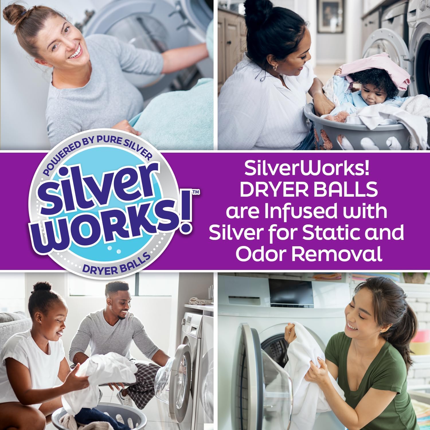 Wool Dryer Balls Laundry Reusable - Odor Eliminating Dryer Laundry Balls with Silver Technology