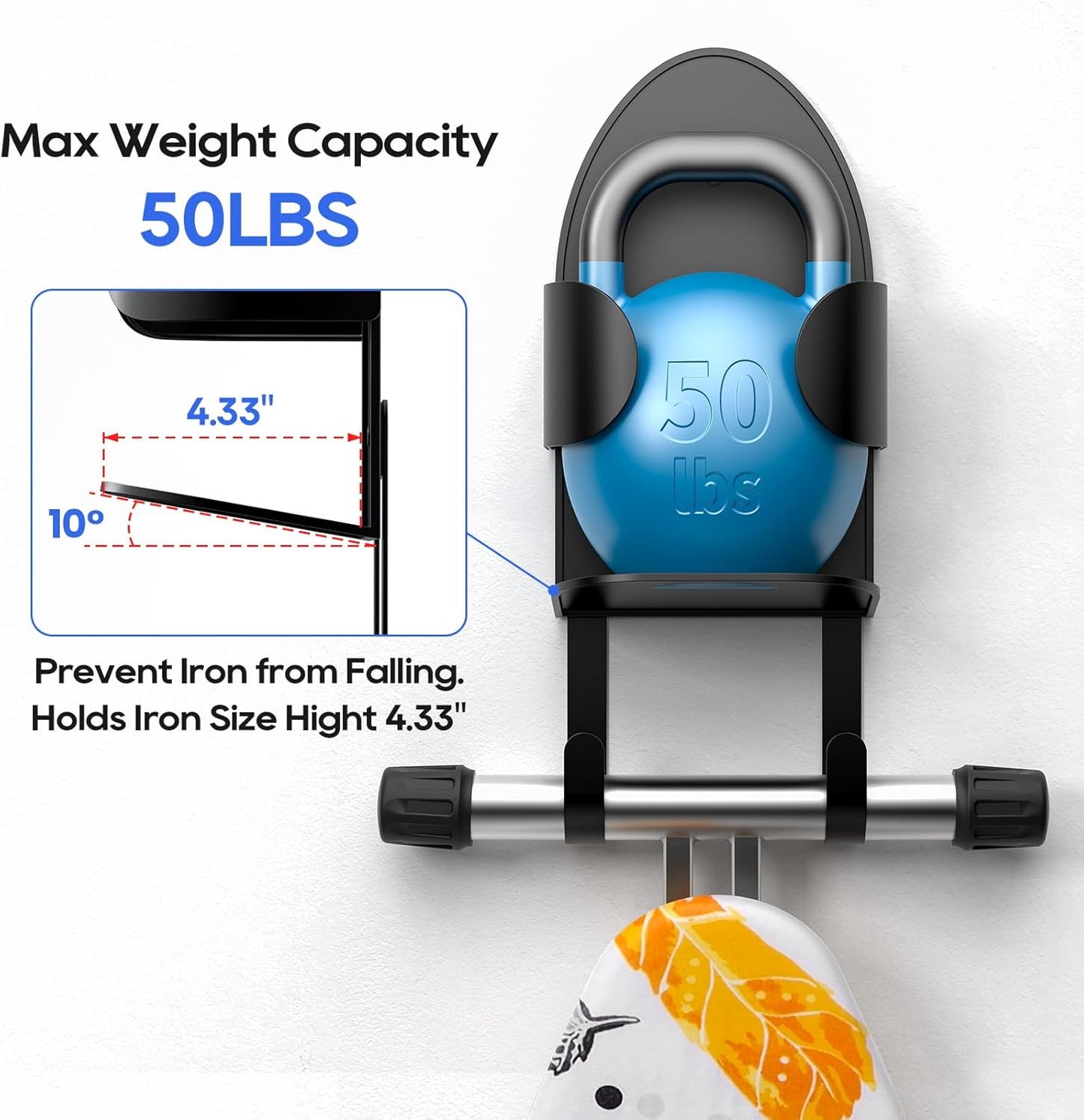 ORLESS Metal Large Ironing Board Holder Wall Mount, Ironing Board Hanger, Iron Board Holder, Iron