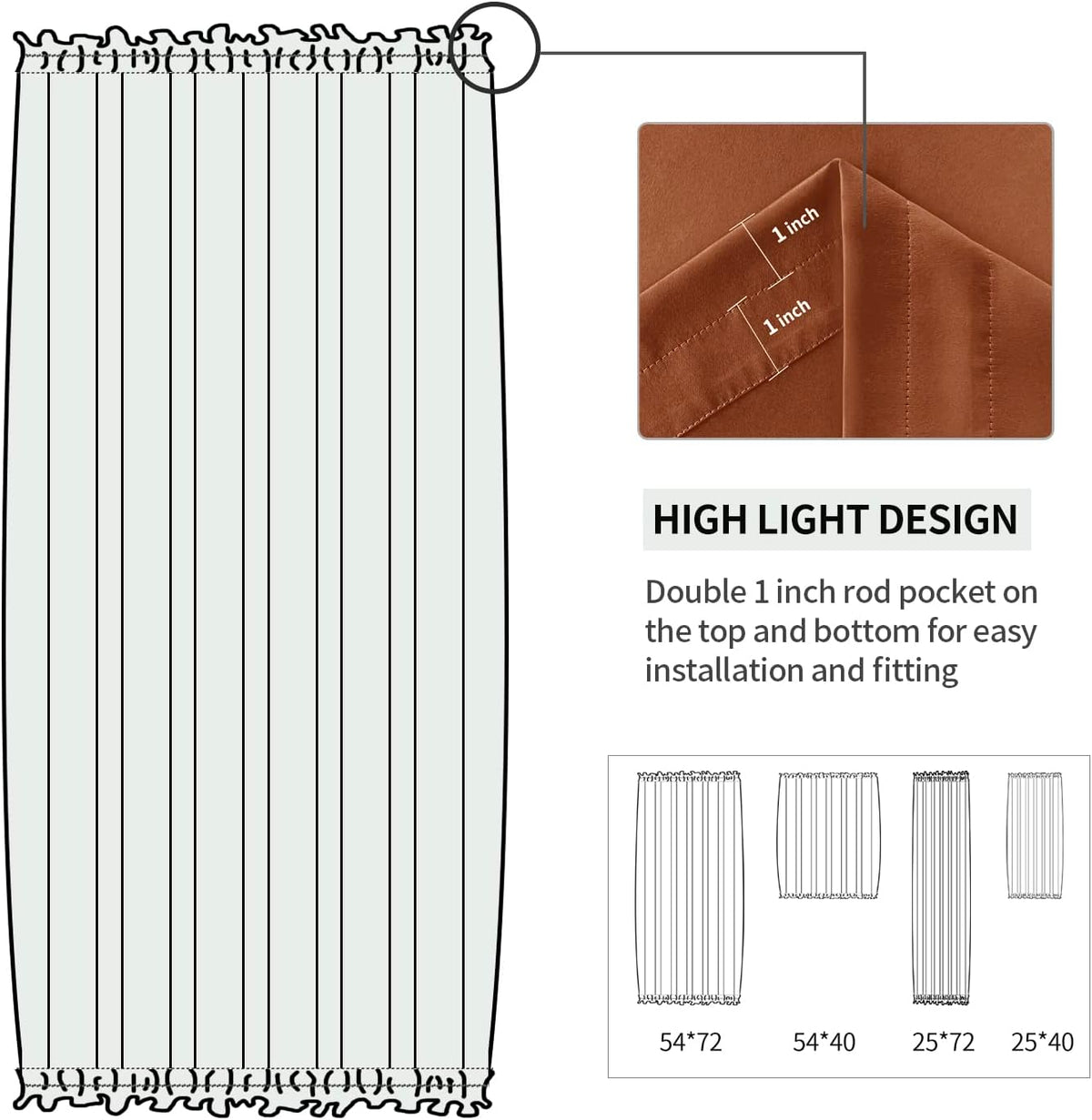 DWCN French Door Curtains – Rod Pocket Thermal Blackout Curtain for Doors with Glass Window