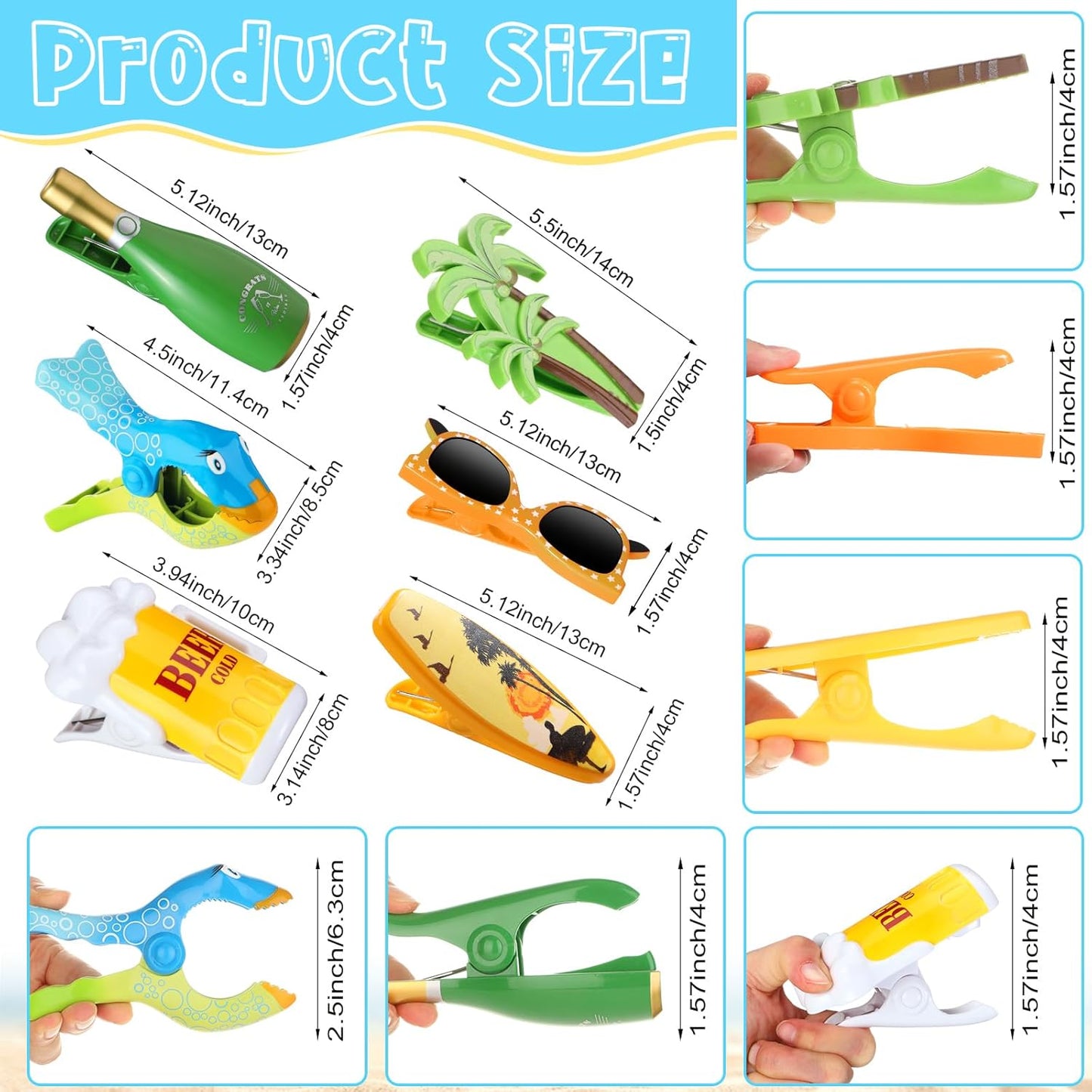 Honoson 12 Pcs Beach Towel Clips Beach Chairs Clips Plastic Swimming Pool Towel Holders Jumbo Size