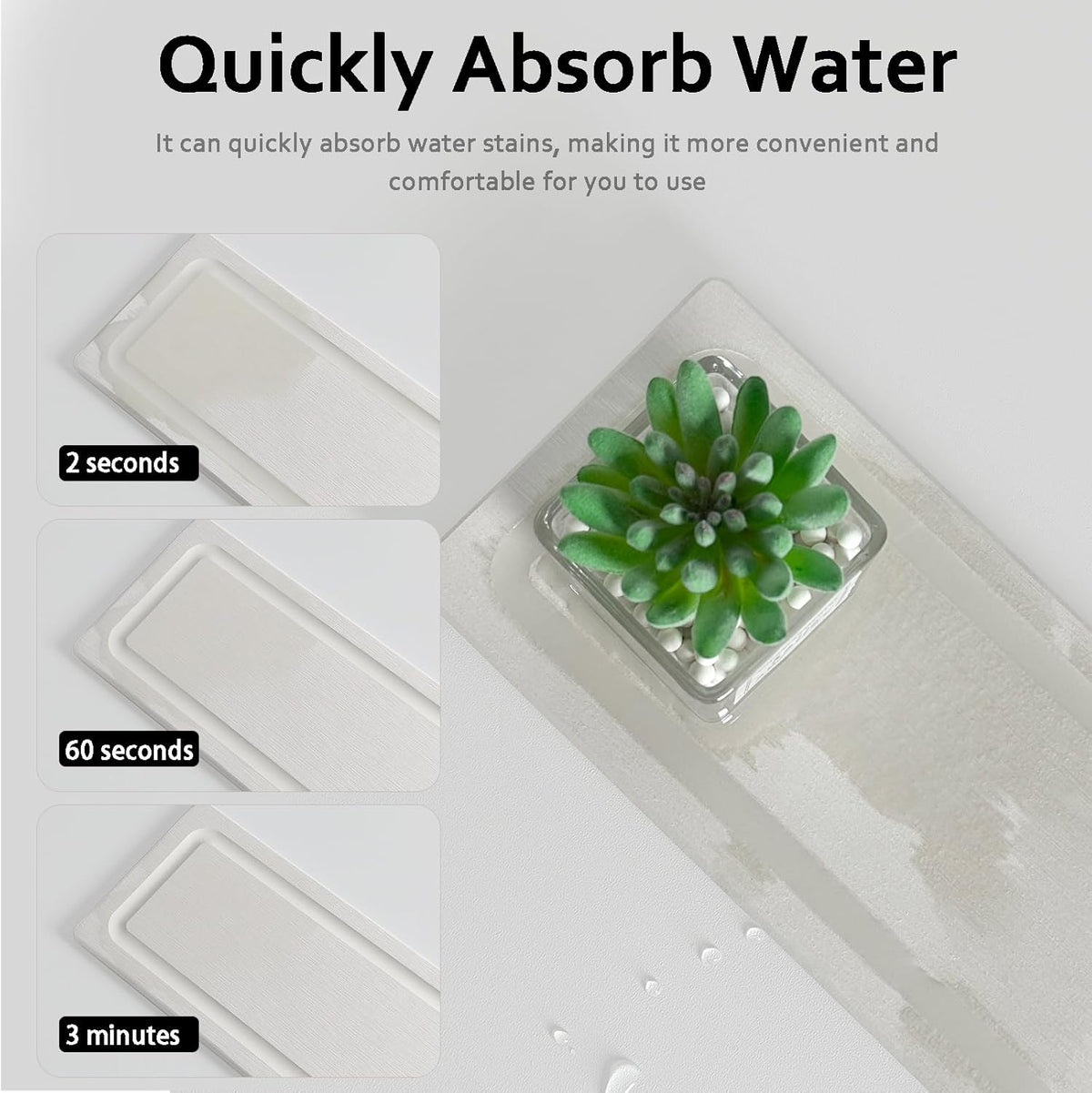 2 PCS Fast-Drying Stone Trays for Bathroom Sink & Kitchen Counter, Water Absorbing Diatomite Sink