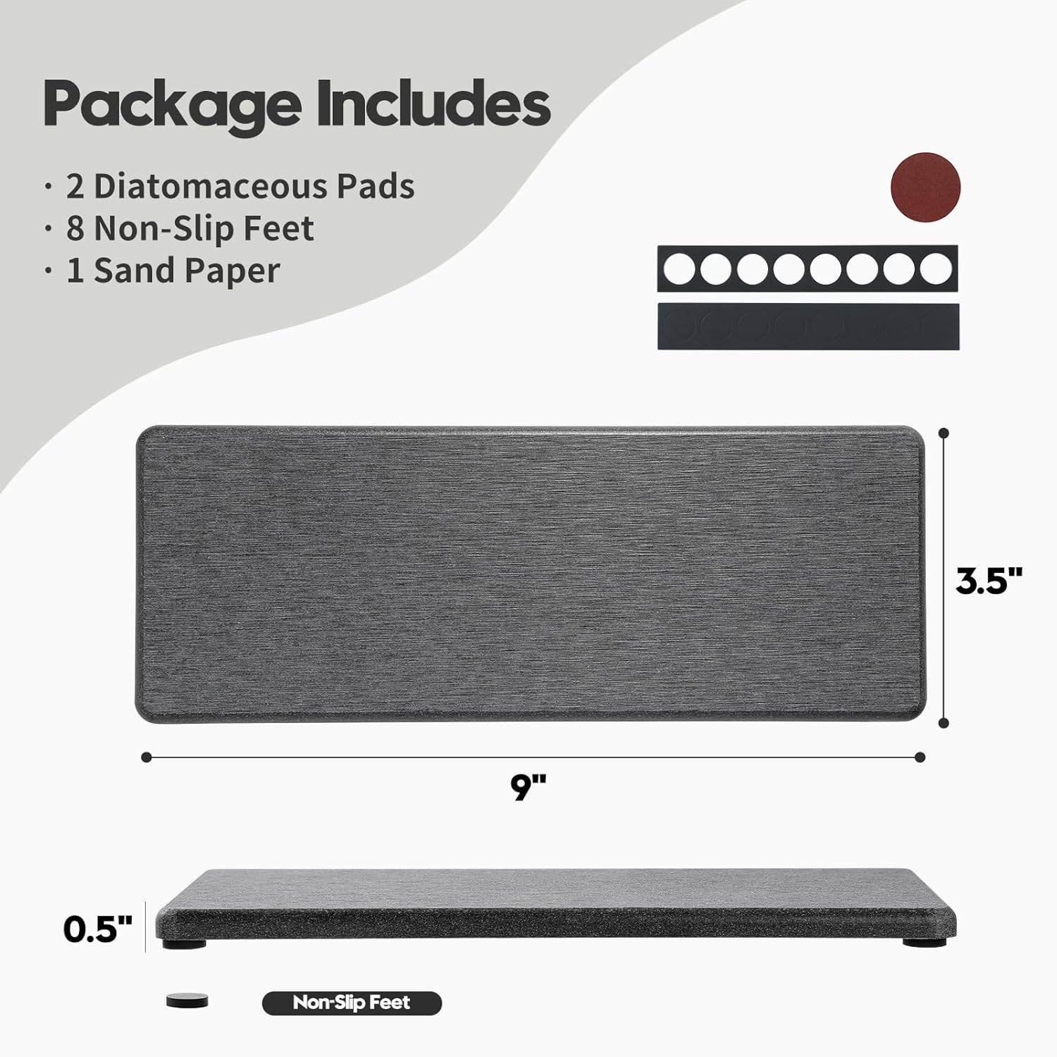 2PCS Bathroom Trays, Water Absorbing Diatomite Stone Quick Drying Mat for Kitchen Counter, Dish