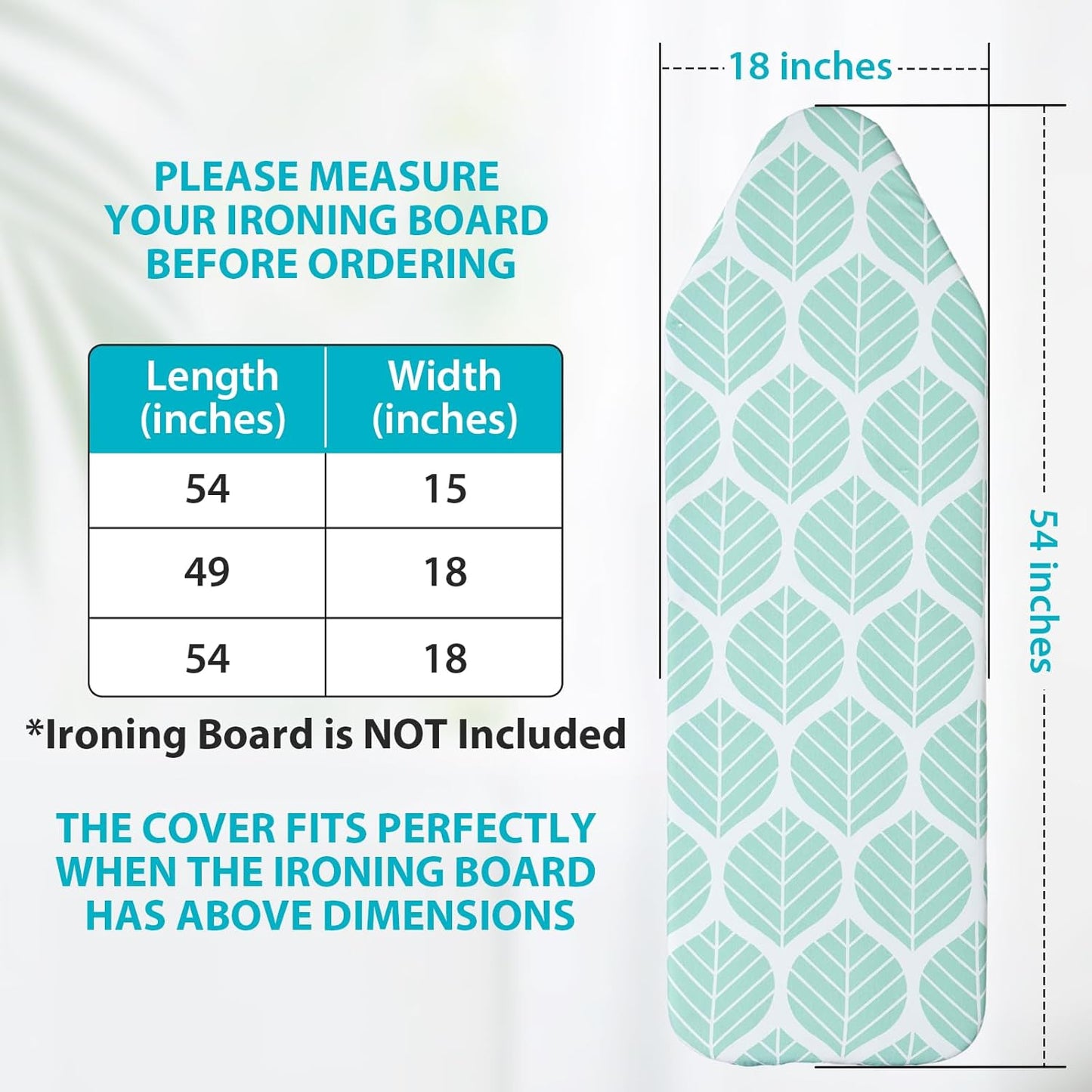 Extra Wide Ironing Board Cover with Padding 18 x 54 inch Heat Reflective with Hook and Loop