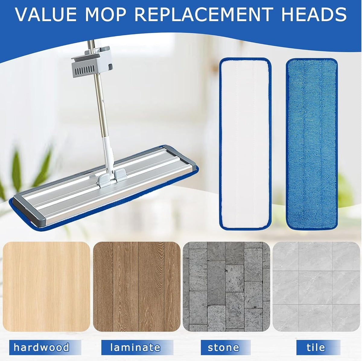 12 Pack Microfiber Mop Pad Universal Commercial/Industrial/Professional 17-18 Inch Head- Heavy Duty