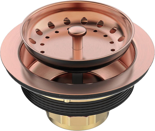 BOTEMY Stainless Steel Copper Sink Drain Strainer Kit 3-1/2 inch Kitchen Drain Assembly with Metal