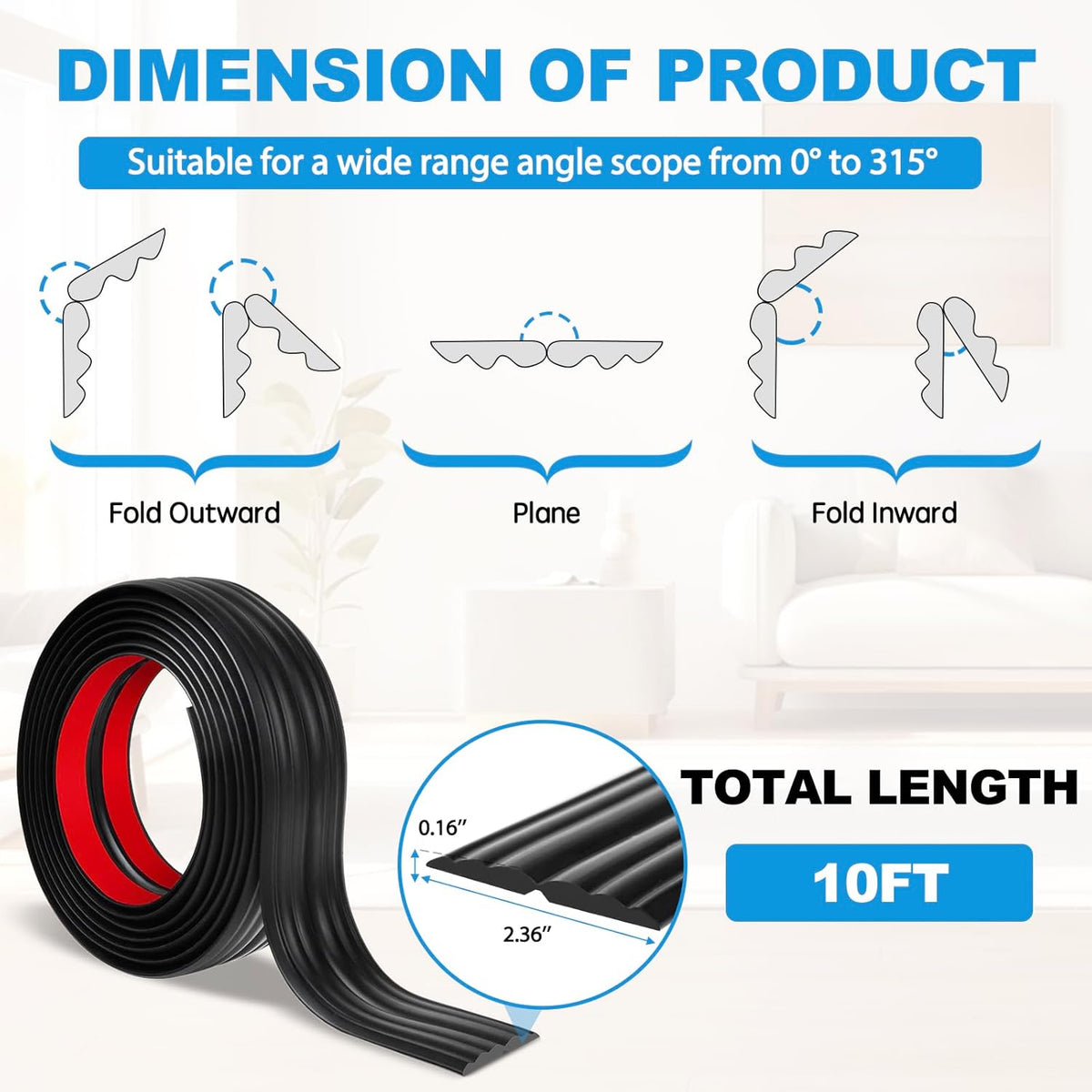 Wall Corner Protector Peel and Stick Corner Trim Molding Flexible Inside & Outside Wall Edge Guard