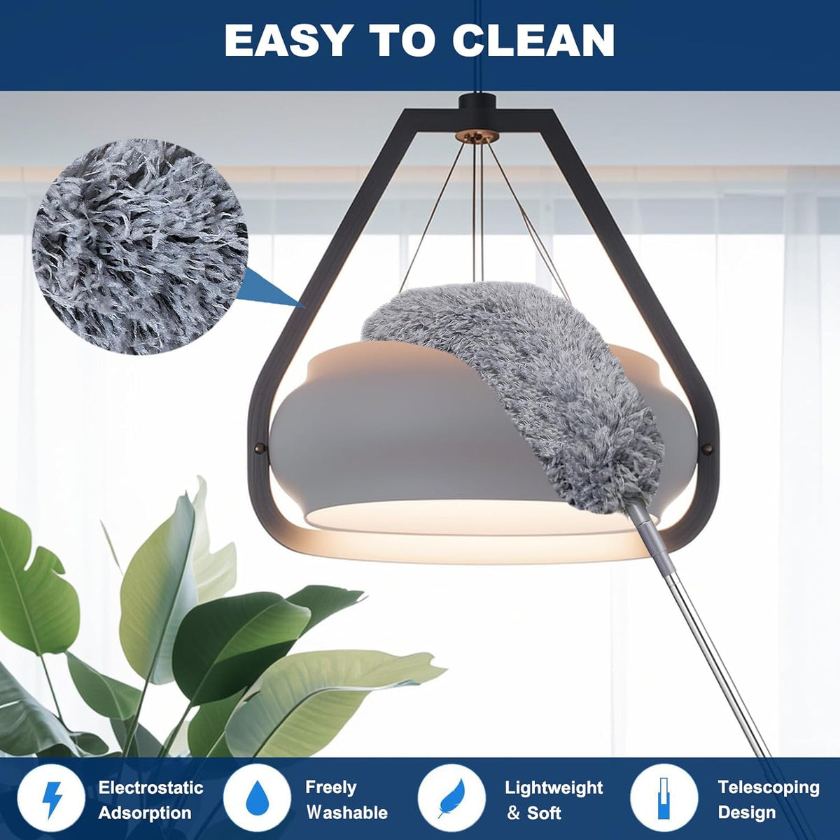100 Inch Retractable Gap Dust Cleaner Cleaning Tools & Microfiber Feather Duster Washable and