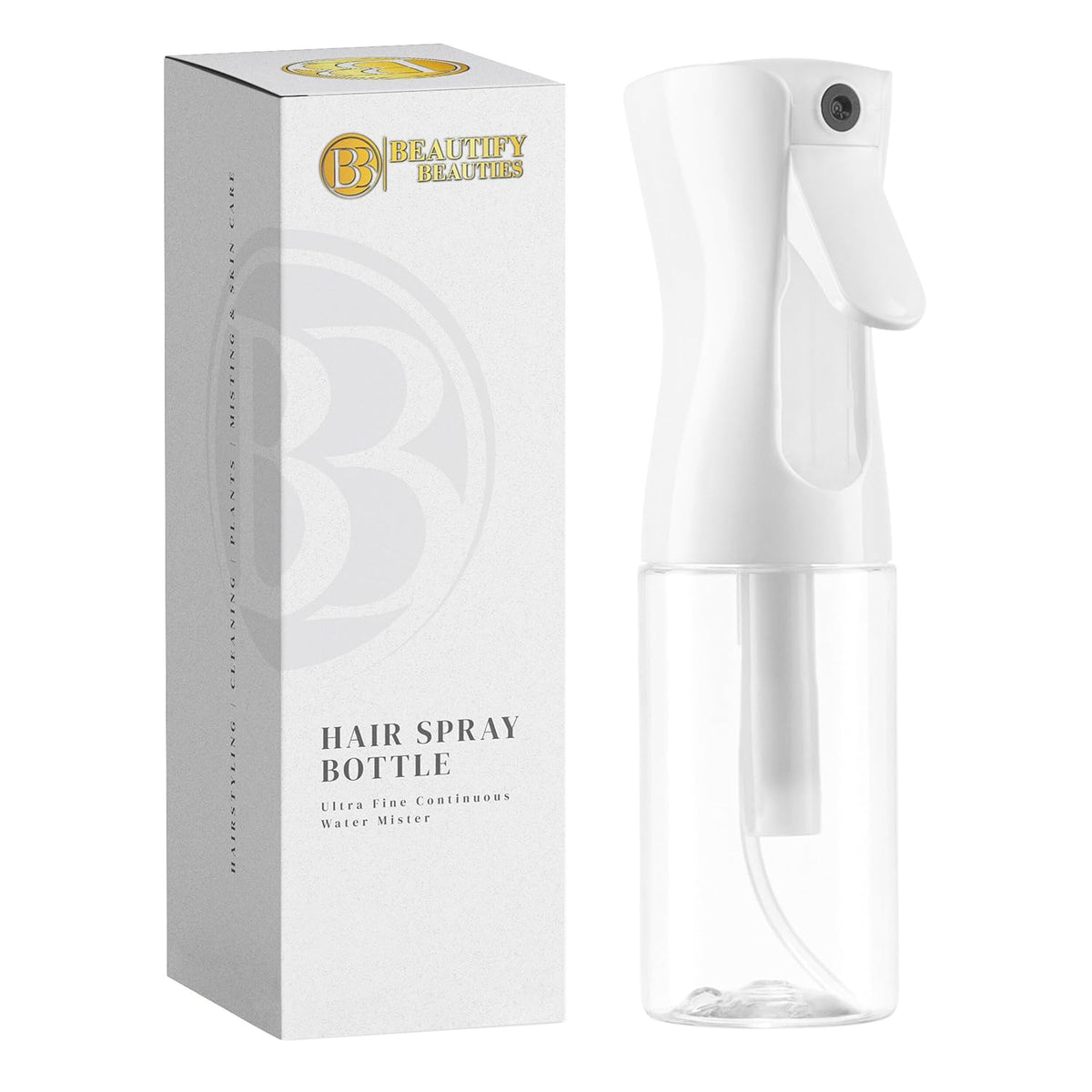 BeautifyBeauties Hair Spray Bottle – Ultra Fine Continuous Water Mister for Hairstyling, Cleaning